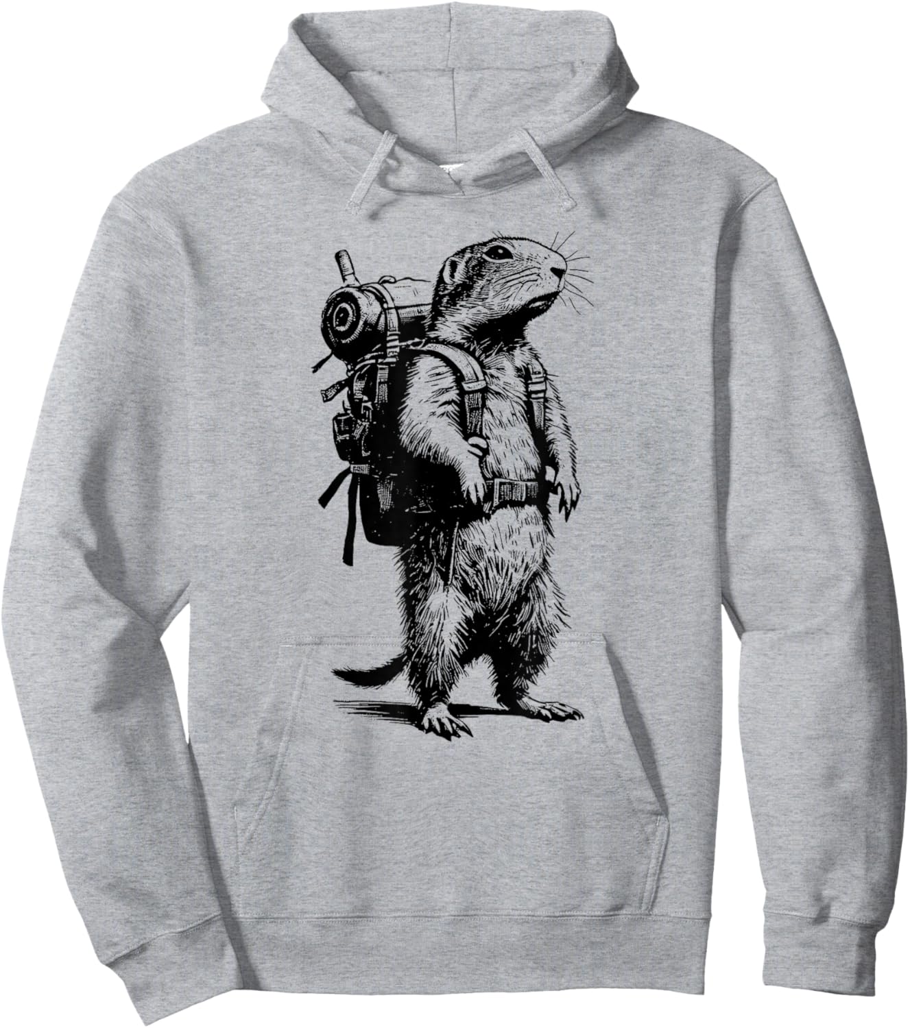 Hiking Prairie Dog Gopher Backpacking Animals Funny Retro Hoodie - Hoodie | Ash