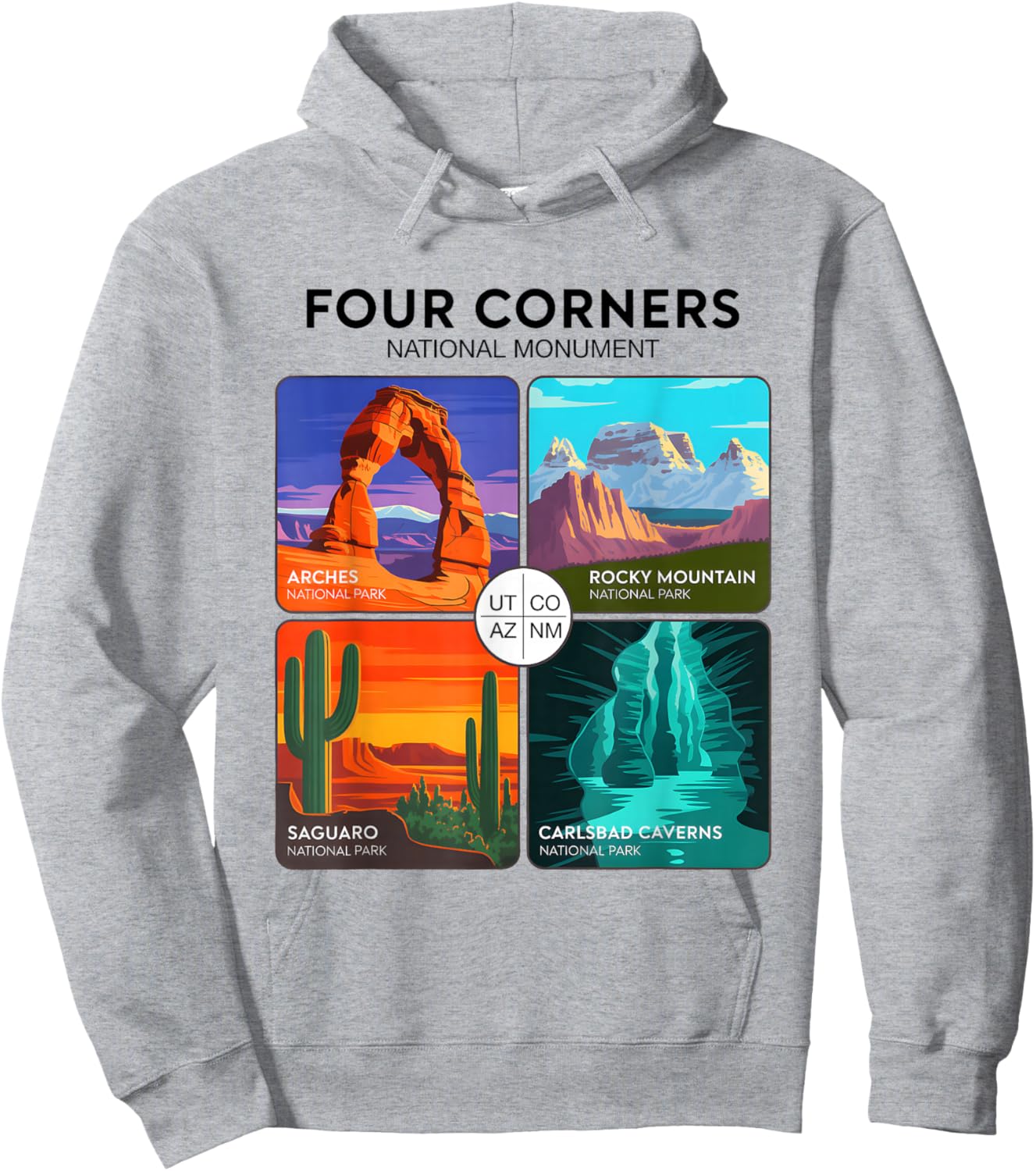 Outdoor Four Corners National Monument National Parks Hoodie - Hoodie | Ash