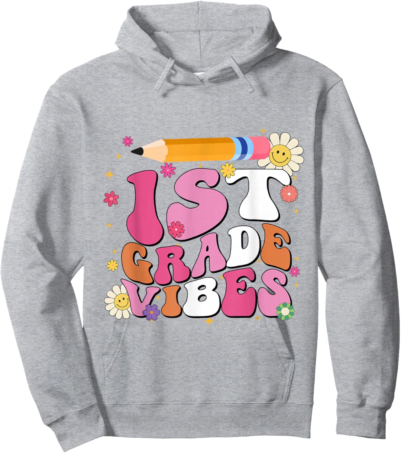 First Day Of School 1st Grade Vibes Boy Girl Back to School Hoodie - Hoodie | Ash