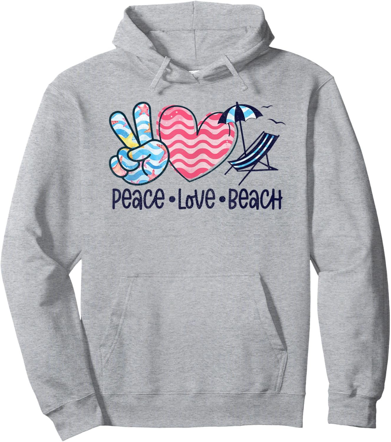 Peace Love Beach Fun Summer Vibes Design Hoodie - Hoodie | Ash