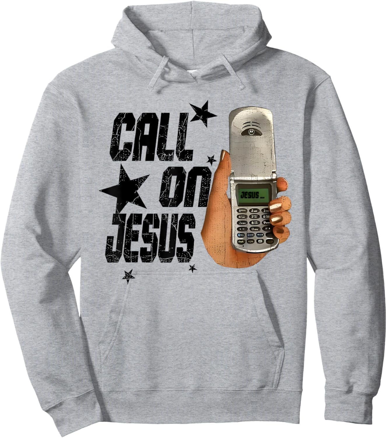 Call on Jesus flip Phone Christian Faith Design Hoodie - Hoodie | Ash