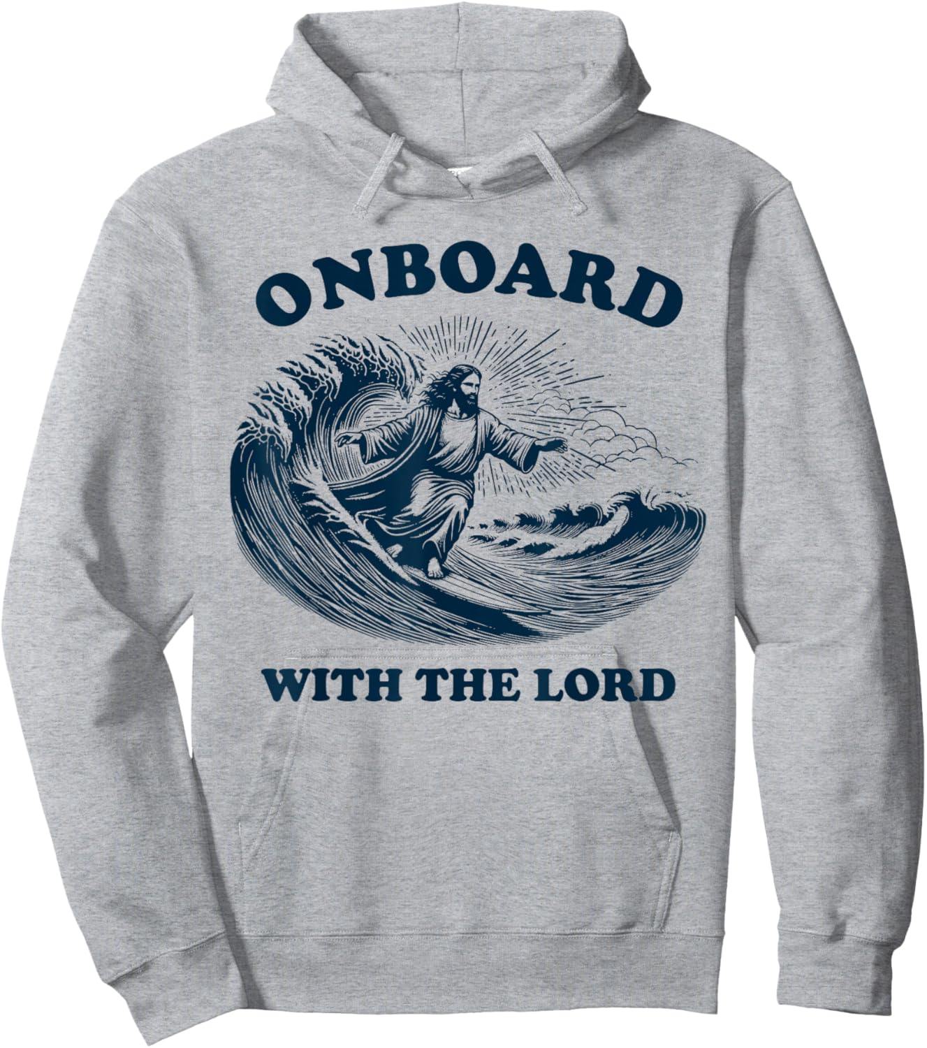 Onboard with the Lord - Christian Faith Surfer on Surfboard Hoodie - Hoodie | Ash