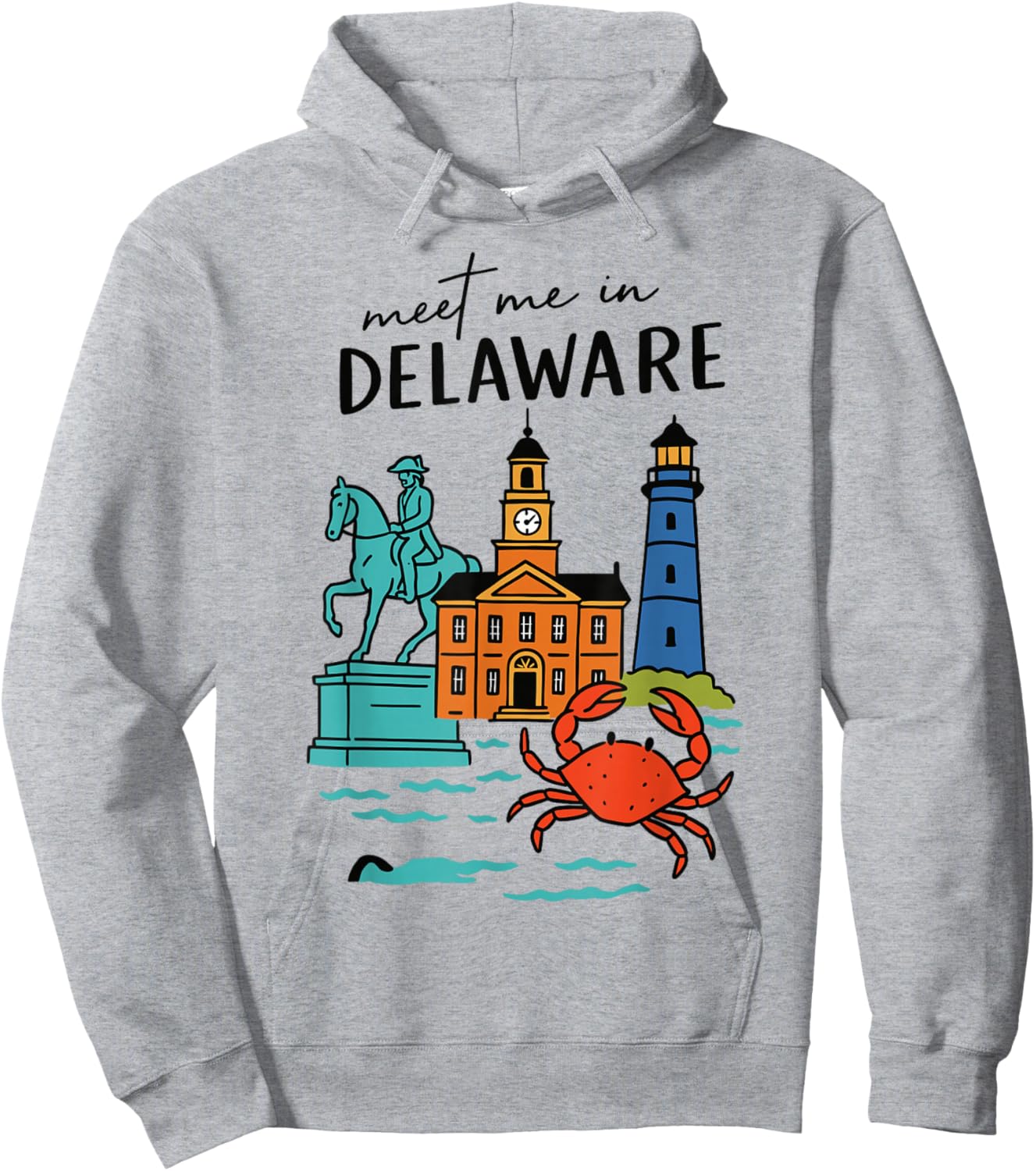 Meet me in Delaware - Cute US State Travel Retro Design Hoodie - Hoodie | Ash