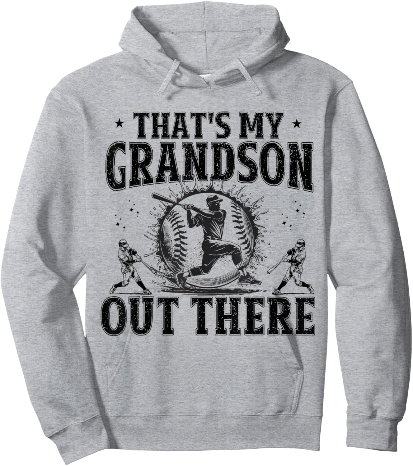 That's My Grandson Out There Baseball Grandma Grandpa Funny Hoodie - Hoodie | Ash