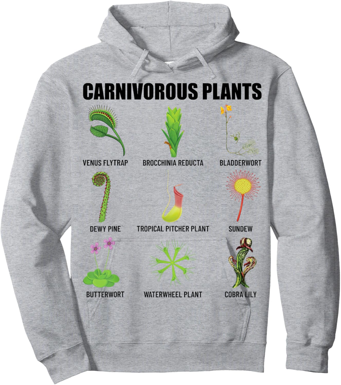 Carnivorous Plants Chart Venus Flytrap, Pitcher Plant Hoodie - Hoodie | Ash