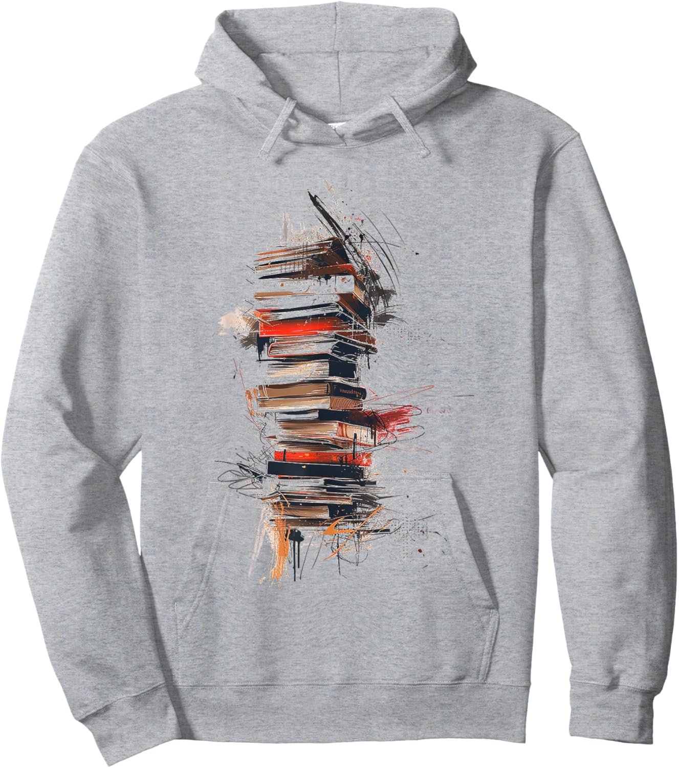 Books Abstract Graphic Drawing Art Painting Books Hoodie - Hoodie | Ash