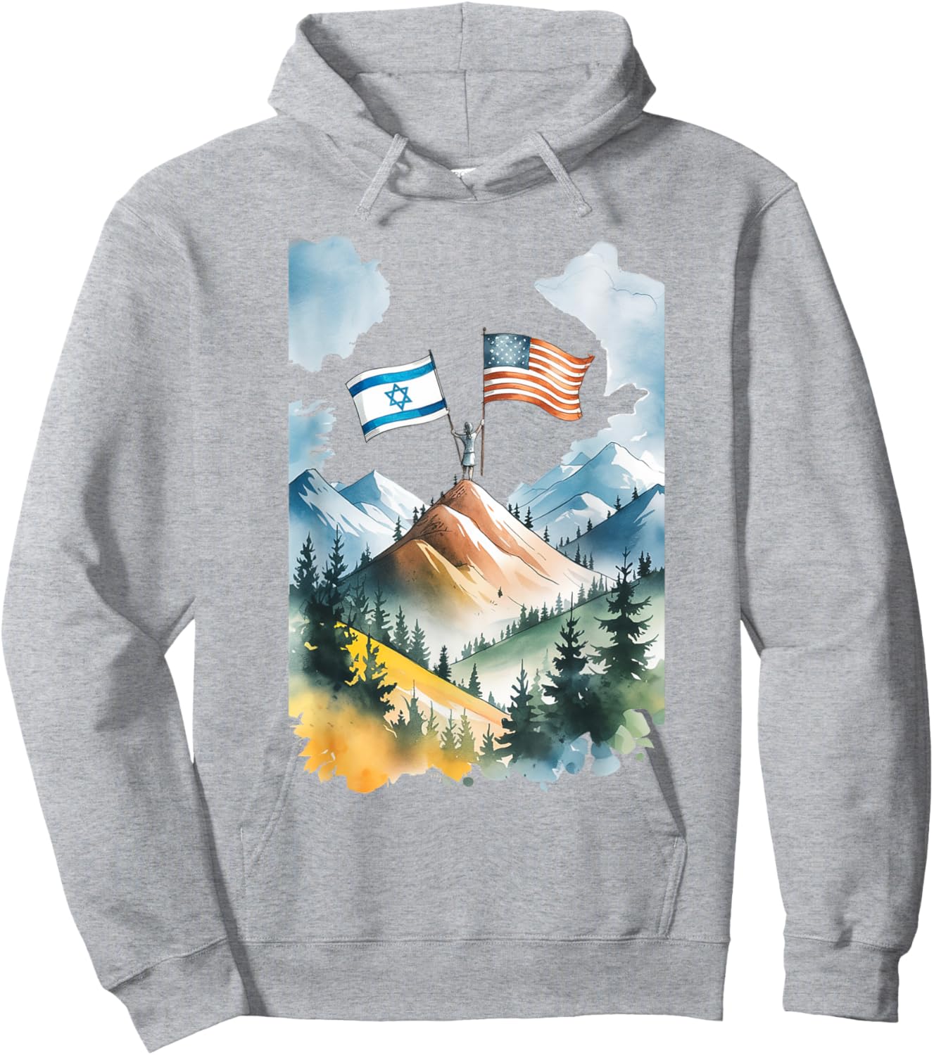 Flag of Israel and USA Hoodie - Hoodie | Ash