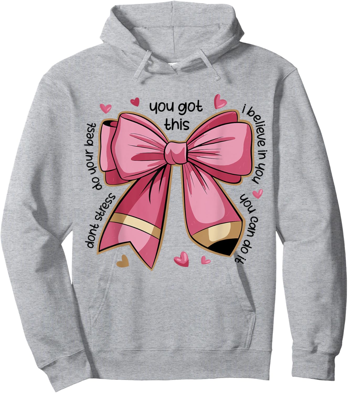 Pencil Coquette Bow Test Day Teacher Motivational Testing Hoodie - Hoodie | Ash