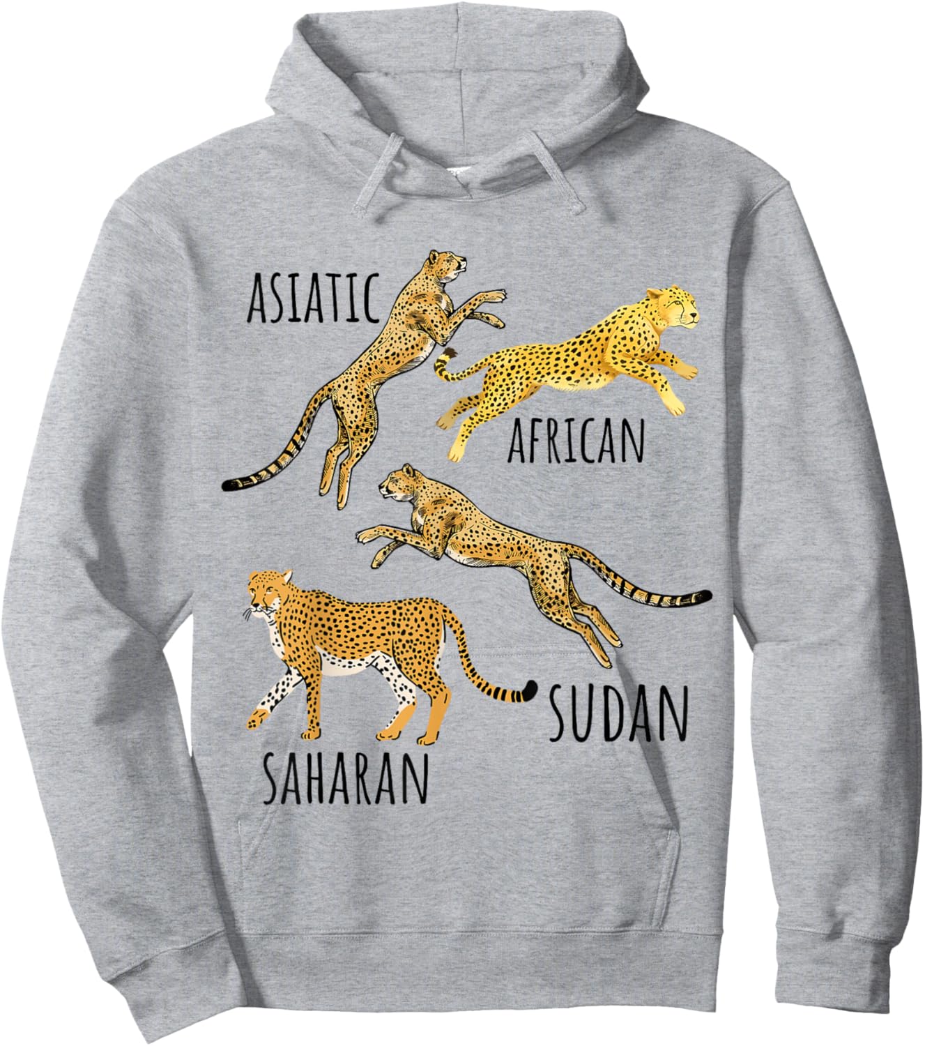 Type of Cheetahs Breeds Collection, Cheetah Print, Big Cat Men Women Kids Hoodie - Hoodie | Ash