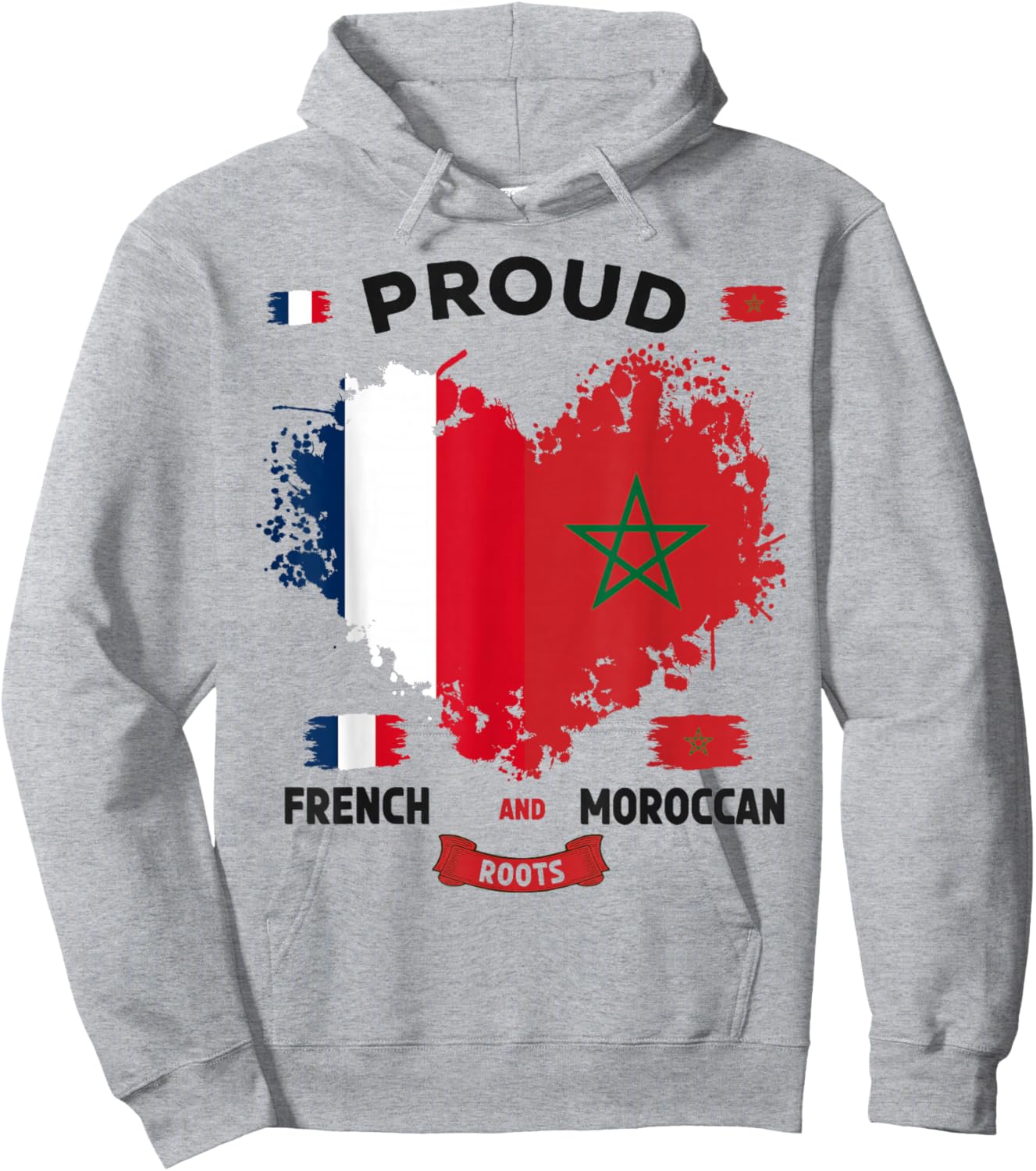 French Moroccan Flag Idea for Kids Morocco Culture Themed Hoodie - Hoodie | Ash