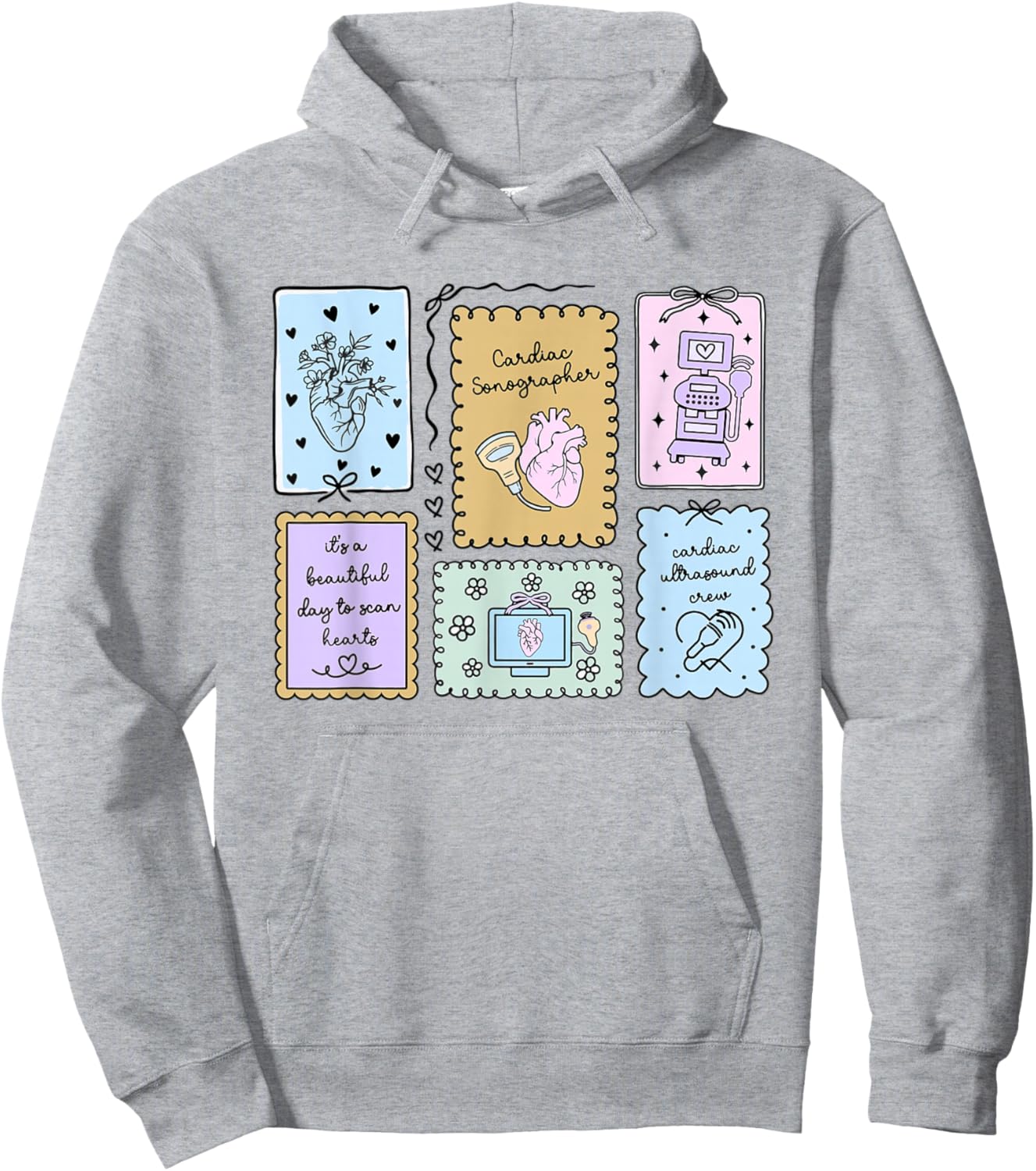 Cardiac Sonographer Ultrasound Stamp Echo Tech Sonography Hoodie - Hoodie | Ash