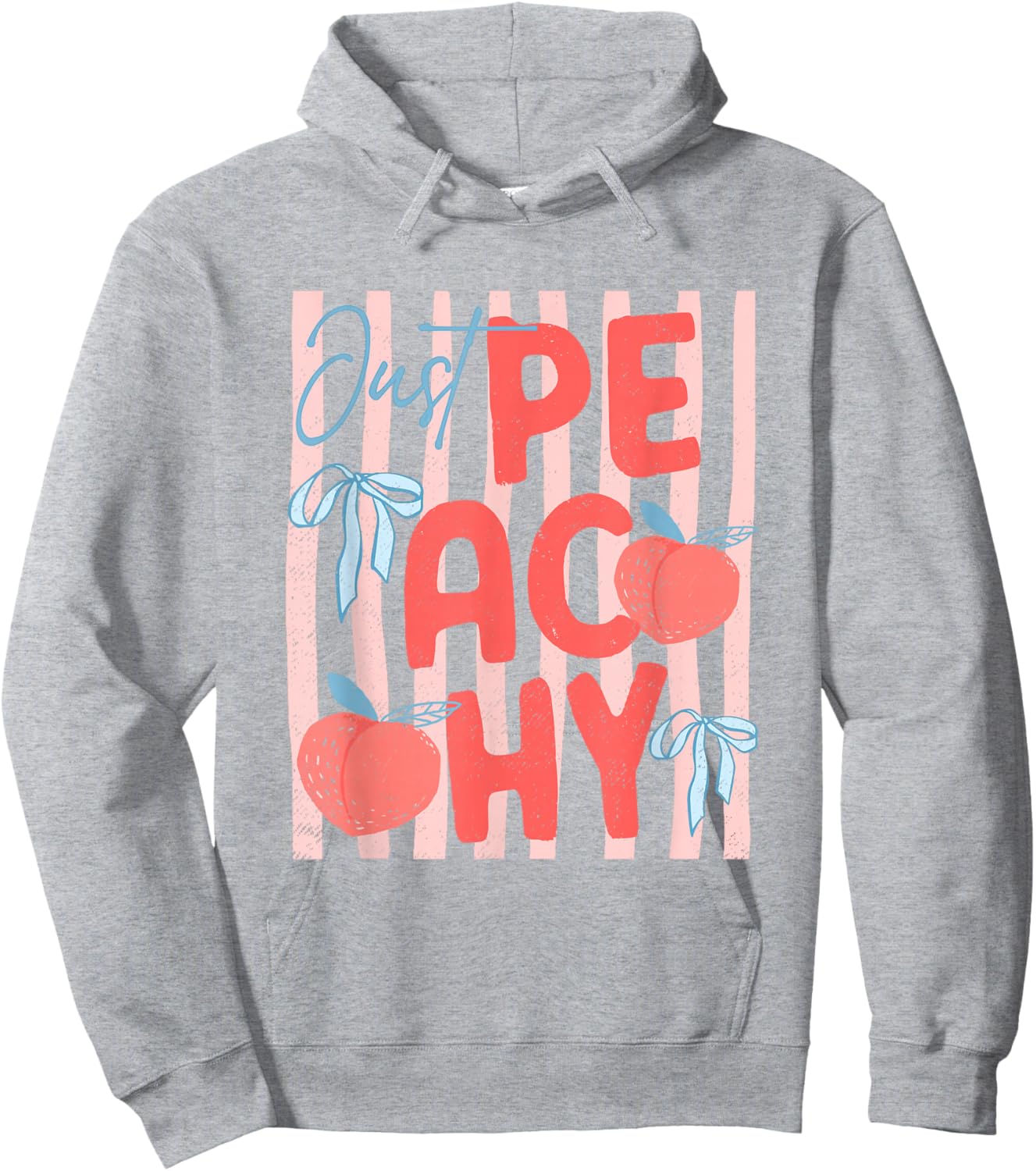 Just-Peachy Preppy-Summer Fruit Peach Coquette Bow Girl-Trip Hoodie - Hoodie | Ash