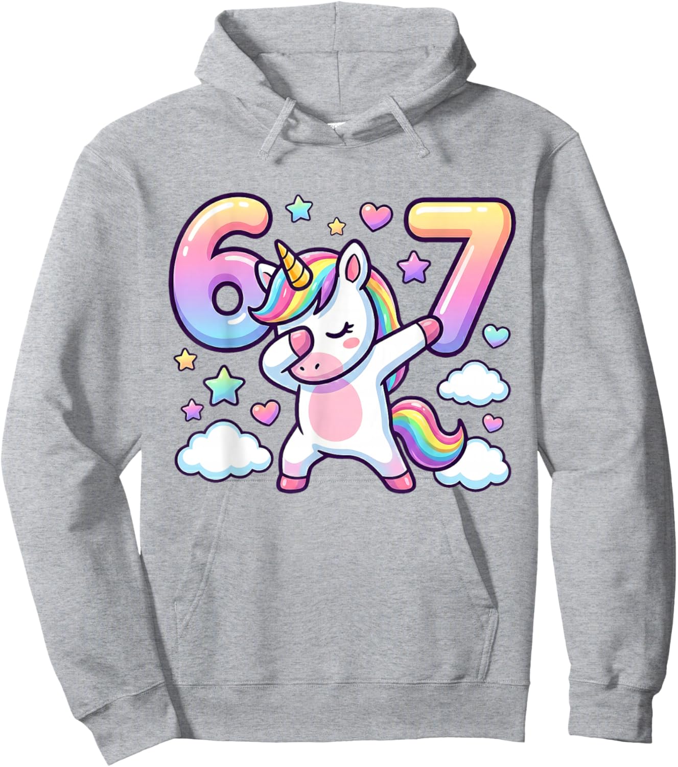 67 Unicorn for Girls Six Seven Meme Brainrot Funny Kids Boys Hoodie - Hoodie | Ash