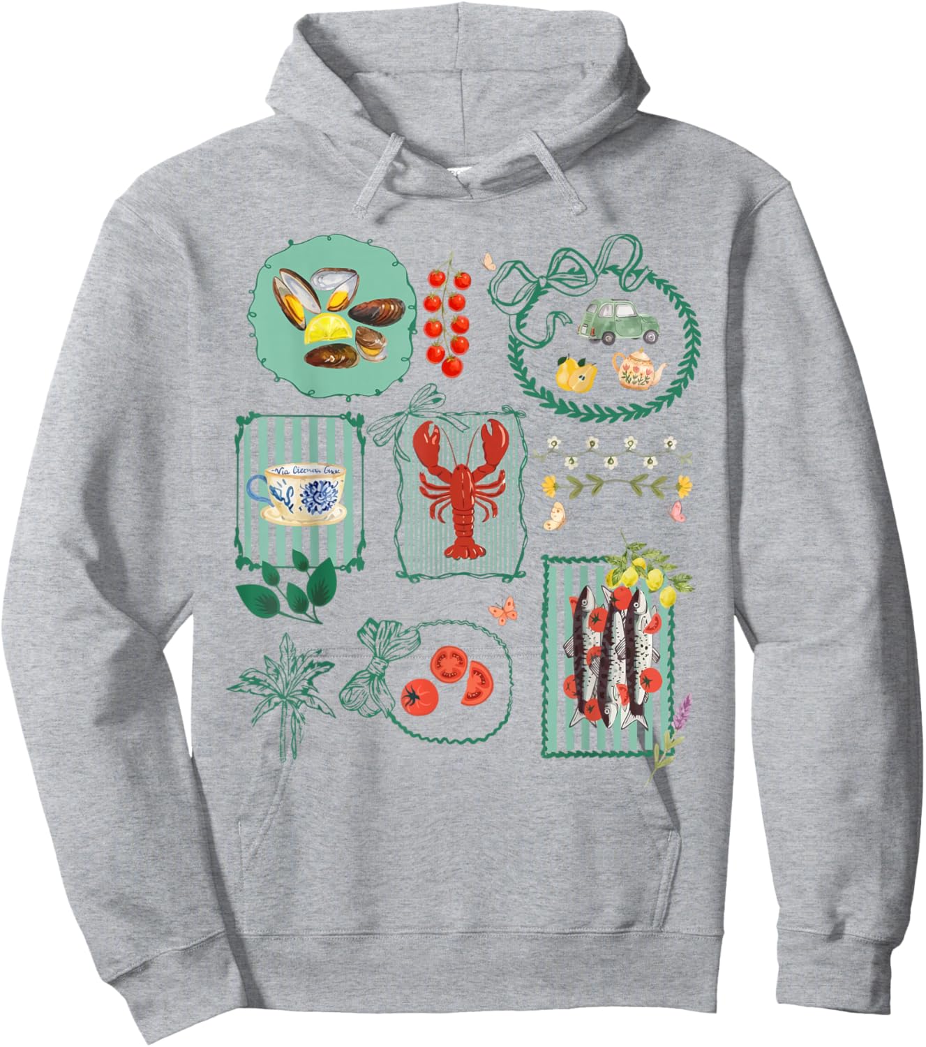 Italian Summer Scrapbook Limoncello Seafood Coastal Vibes Hoodie - Hoodie | Ash
