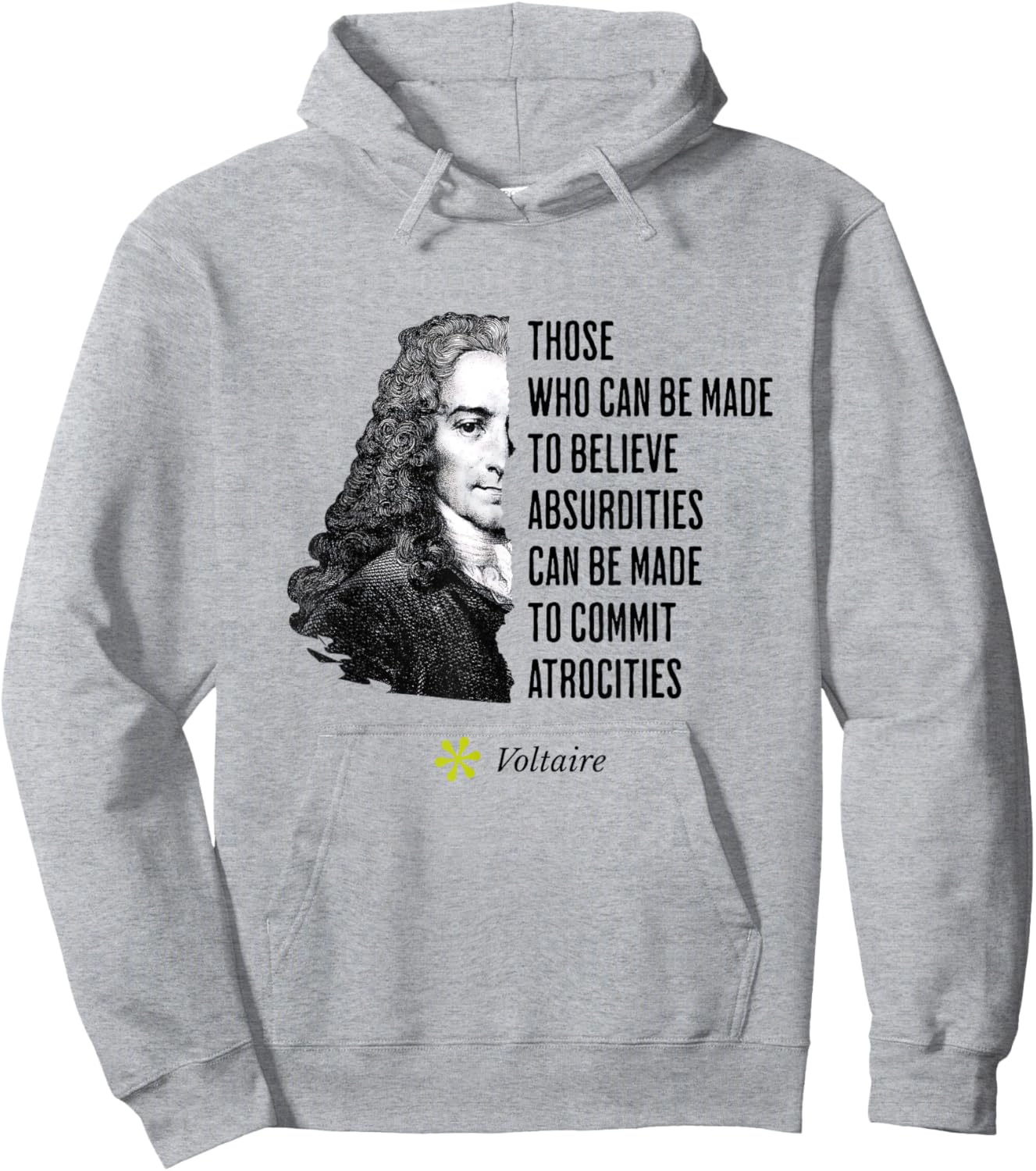 Voltaire Quote Absurdities and Atrocities Philosophy Hoodie - Hoodie | Ash