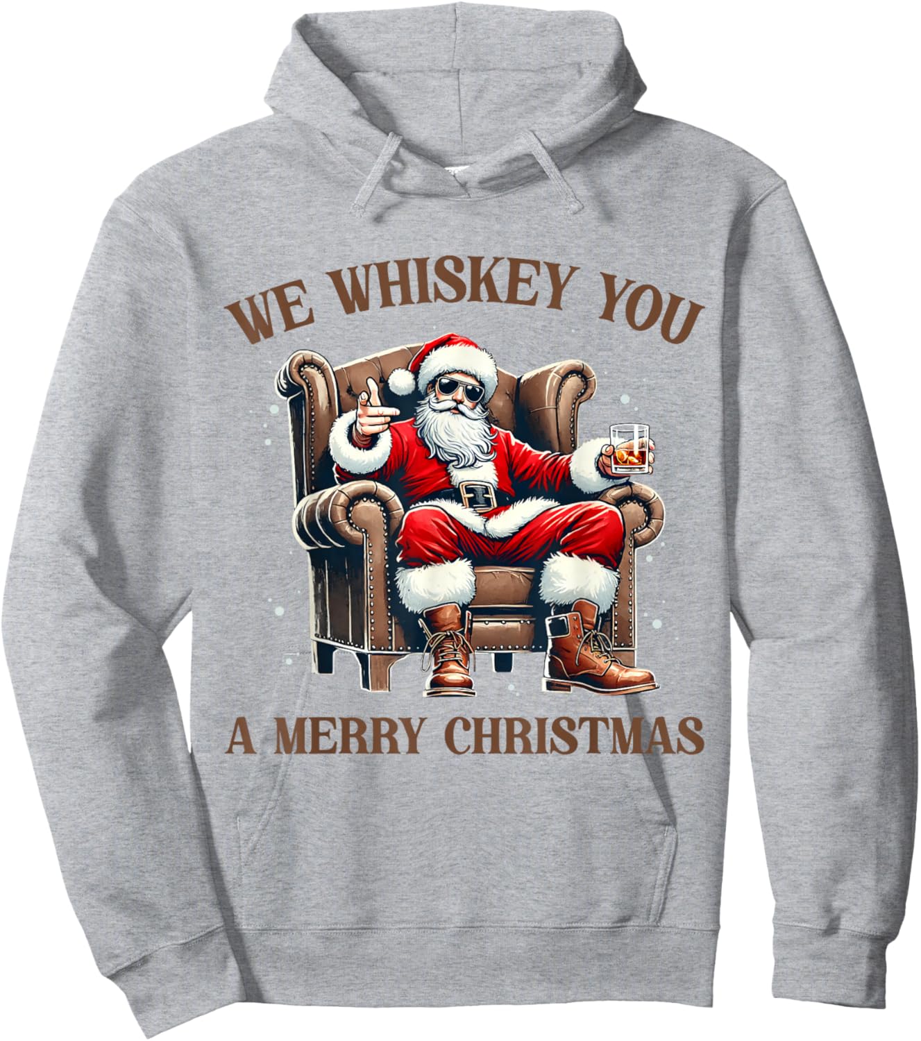 I Whiskey You A Merry Christmas Drinking Xmas Santa Claus Hoodie - Hoodie | Ash