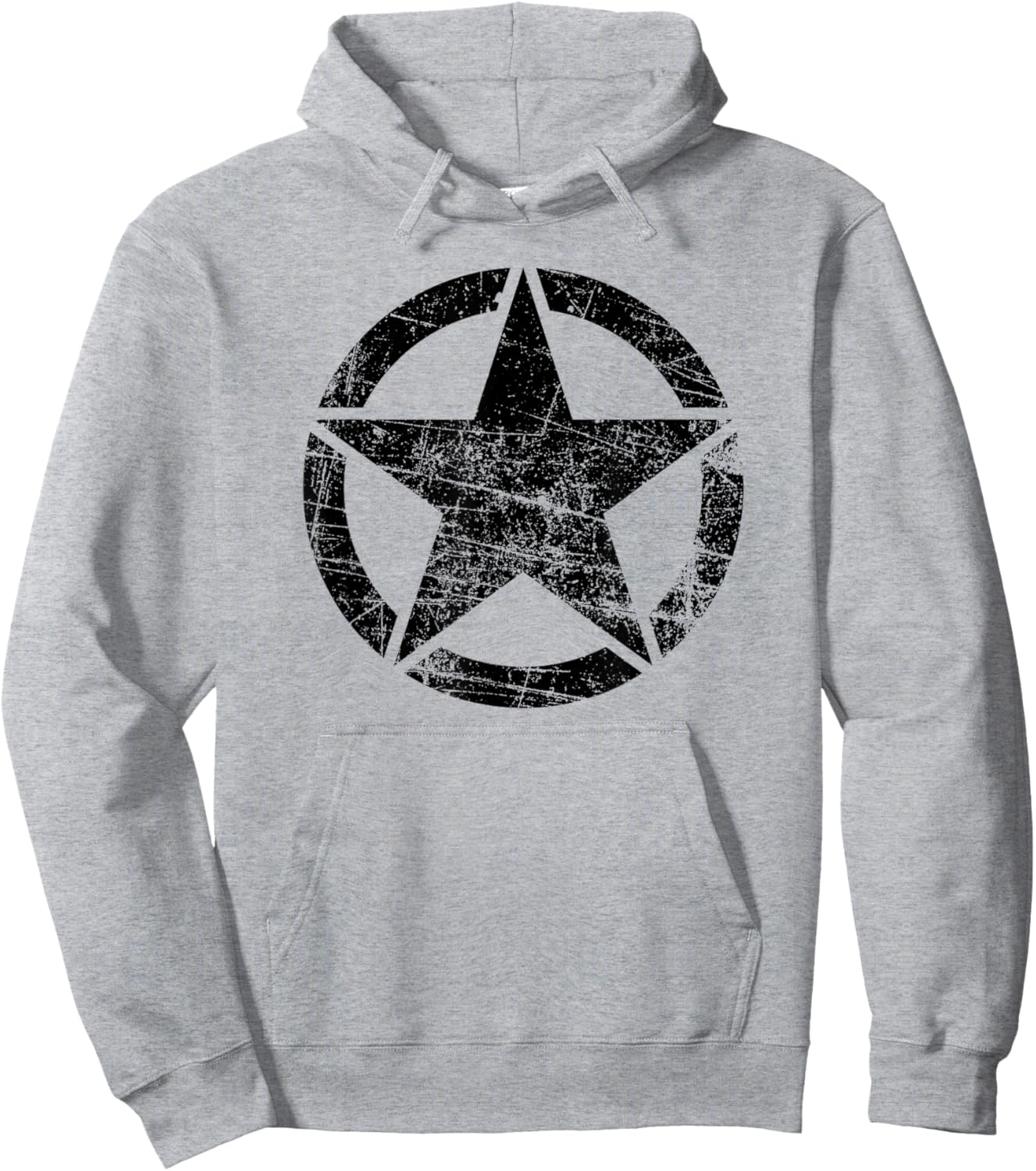 Vintage Army Star Classic Retro USA Military Distressed Logo Hoodie - Hoodie | Ash