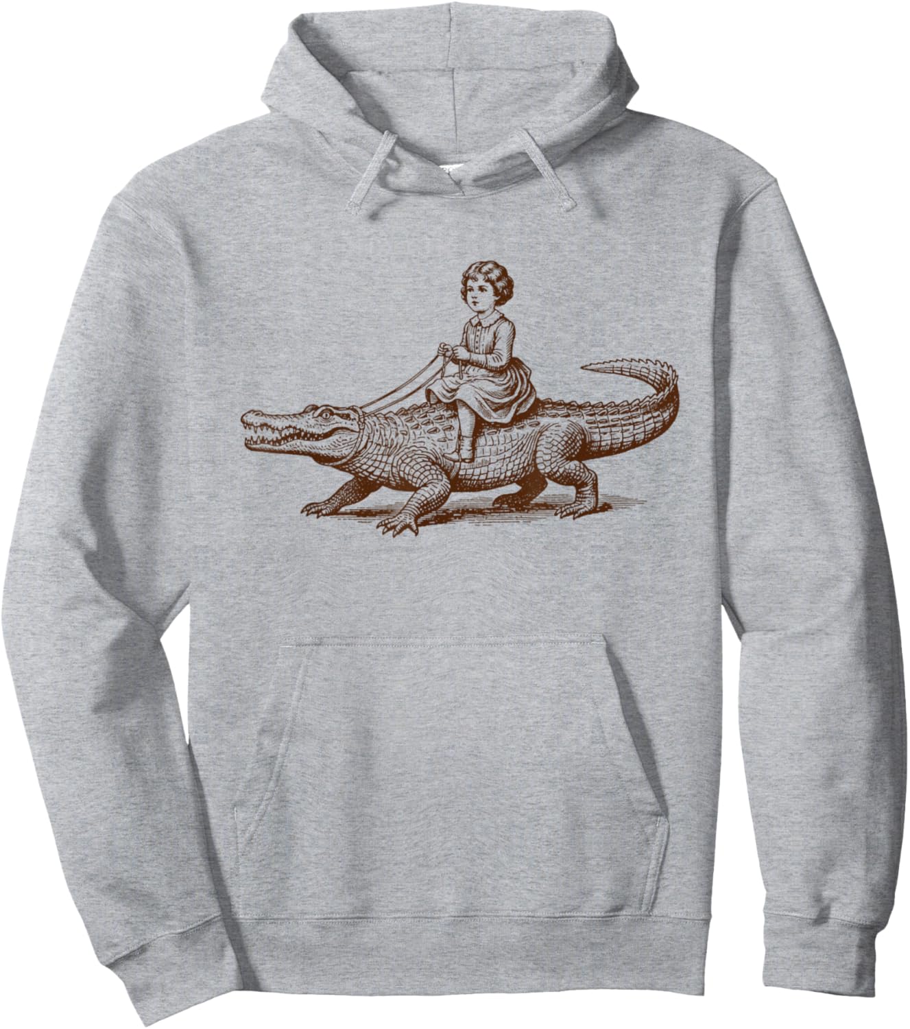 Alligator Lover Animal Lover Wildlife Girl Riding Alligator Hoodie - Hoodie | Ash