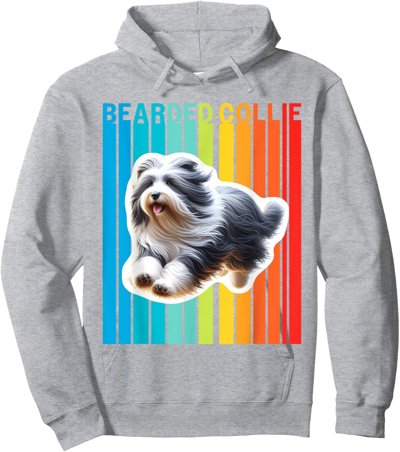 Colorful Bearded Collie Hoodie - Hoodie | Ash