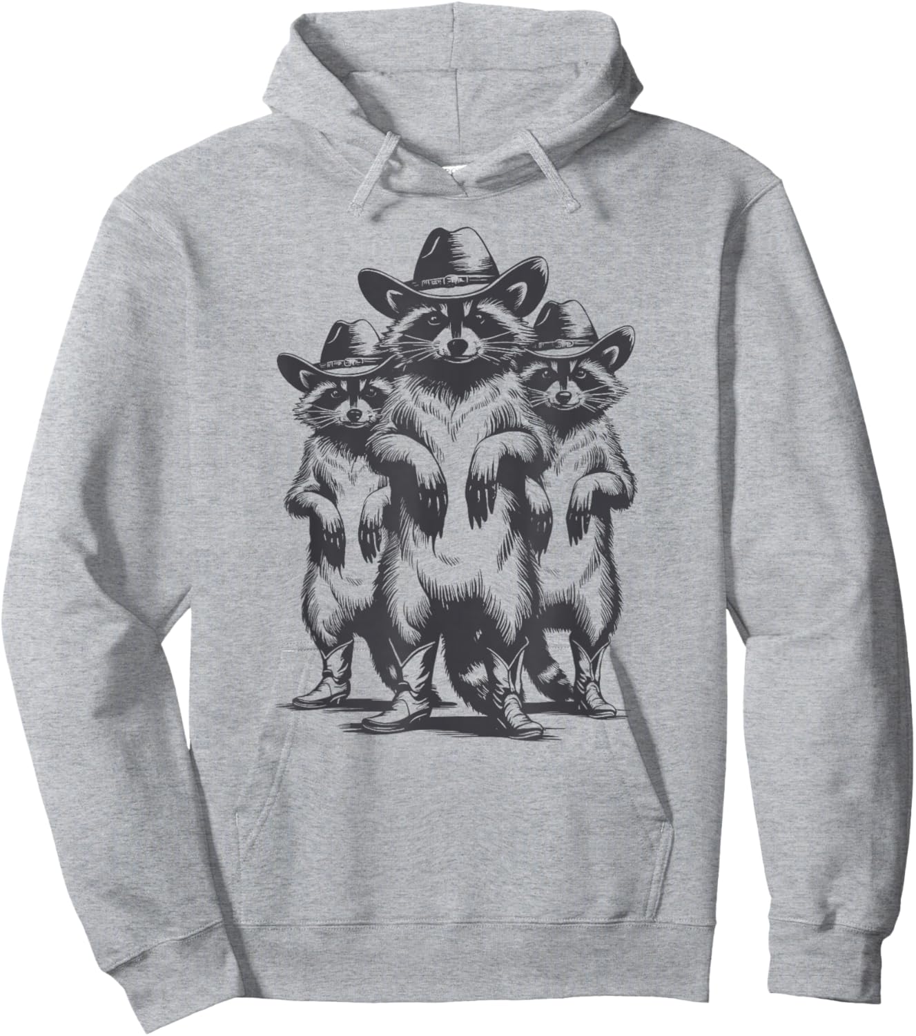 Vintage Racoon Trash Panda Cowboy Western Country Cowgirl Hoodie - Hoodie | Ash