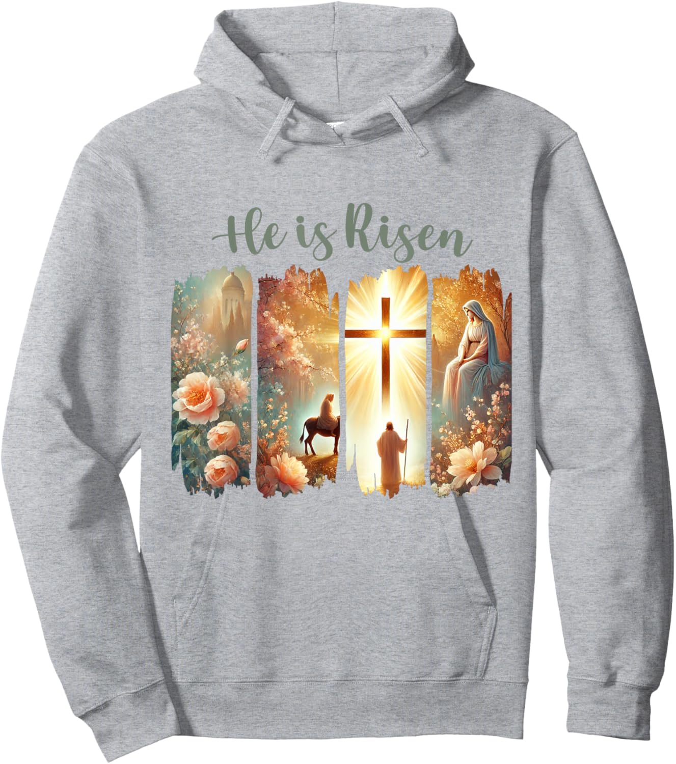 He is Risen Happy Easter Day Christian Jesus Church Faith Hoodie - Hoodie | Ash