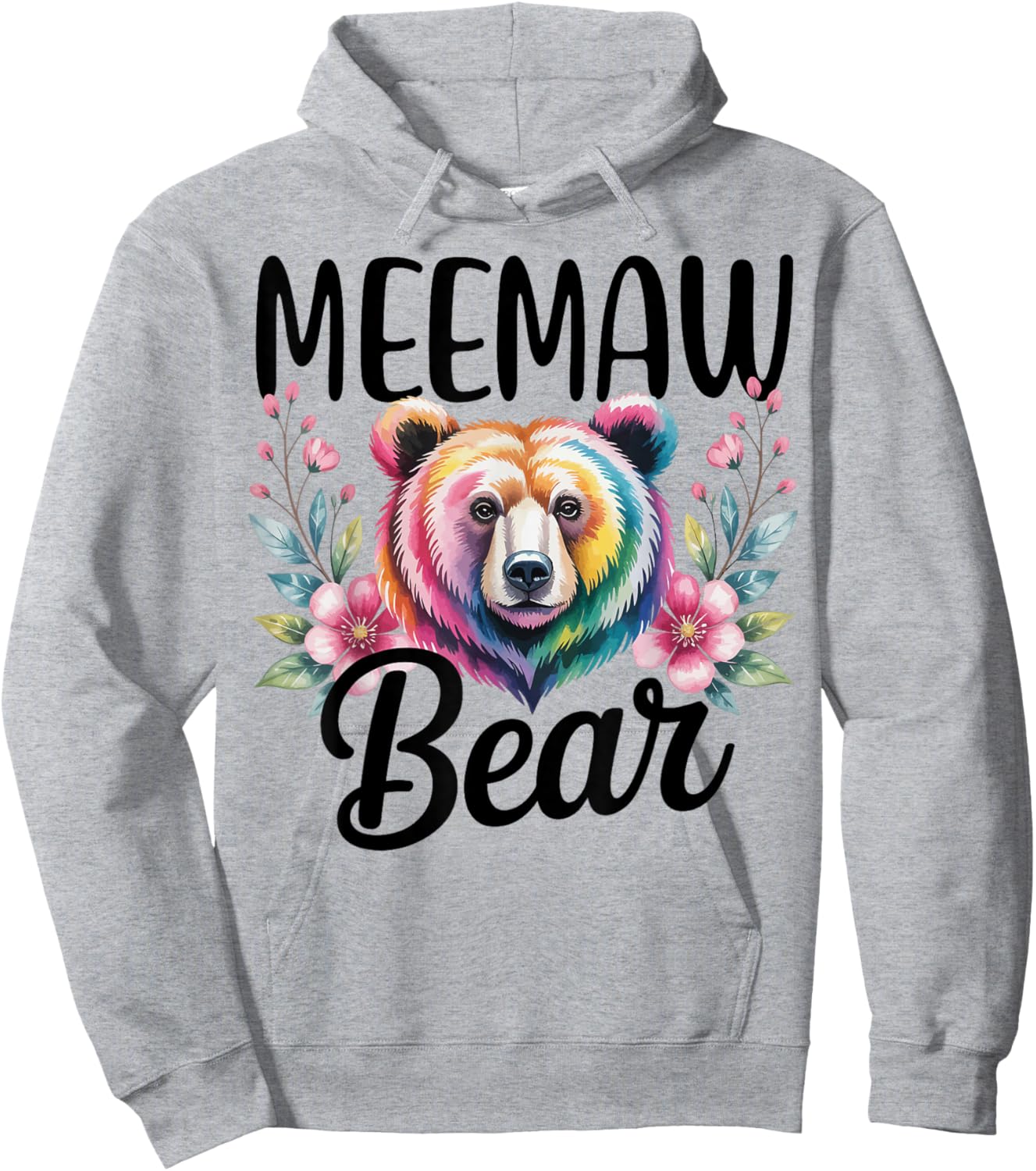 Meemaw Bear Floral Graphic for Mothers Day Moments Hoodie - Hoodie | Ash