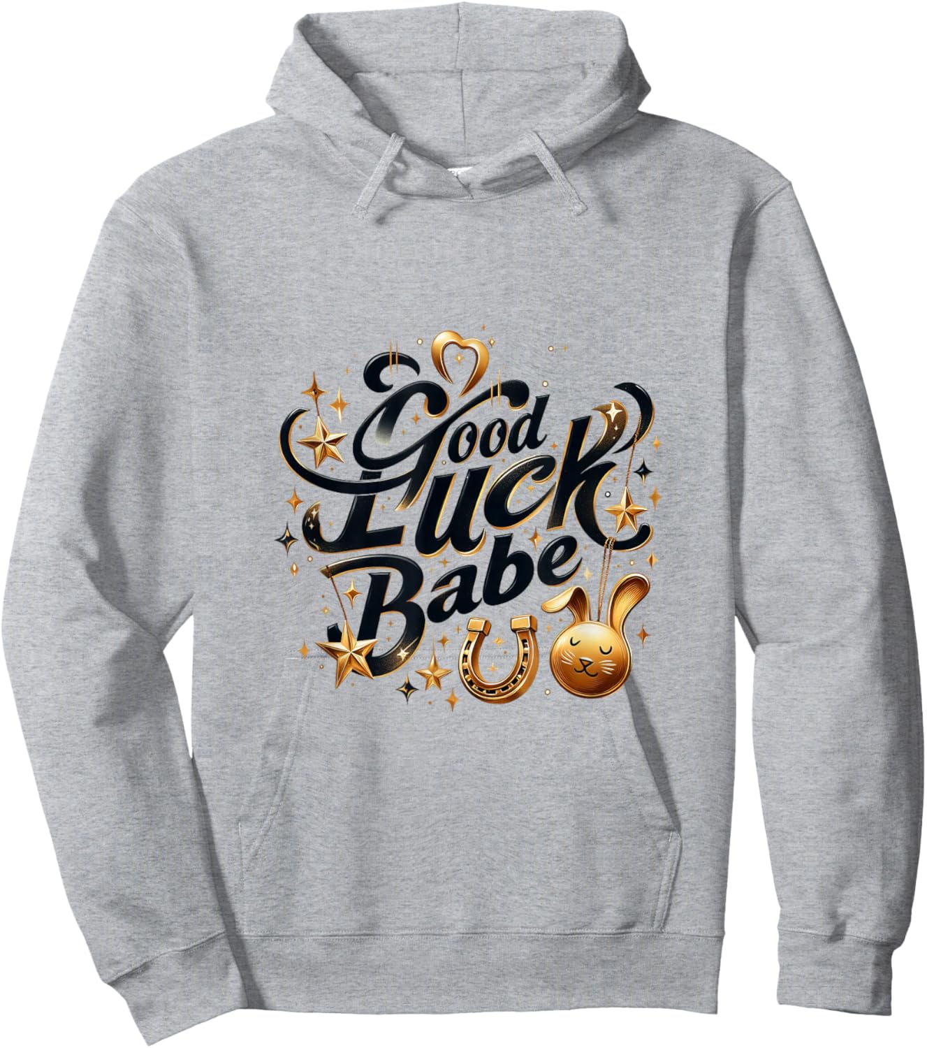 Horseshoe Rabbit Good Luck Babe Best Wishes Lady Women Girl Hoodie - Hoodie | Ash
