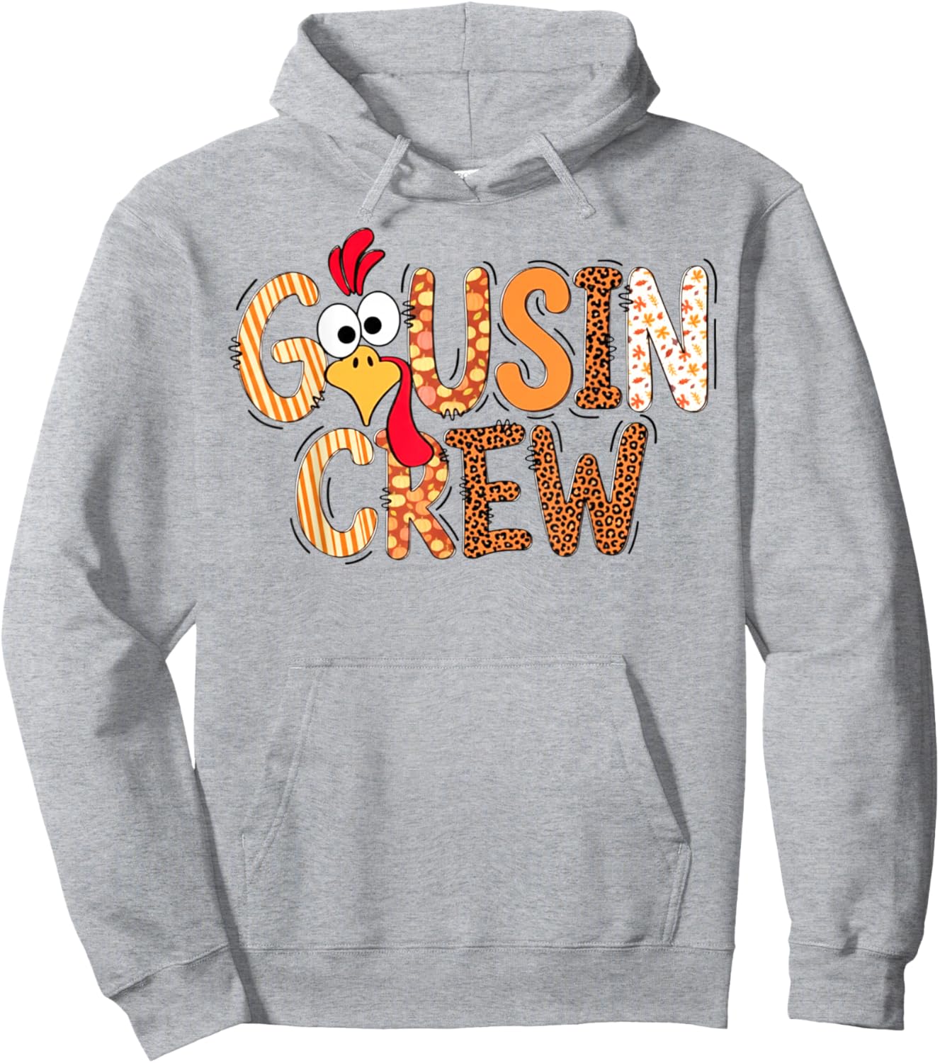 Funny Cousin Crew Thanksgiving Turkey Matching Family Hoodie - Hoodie | Ash