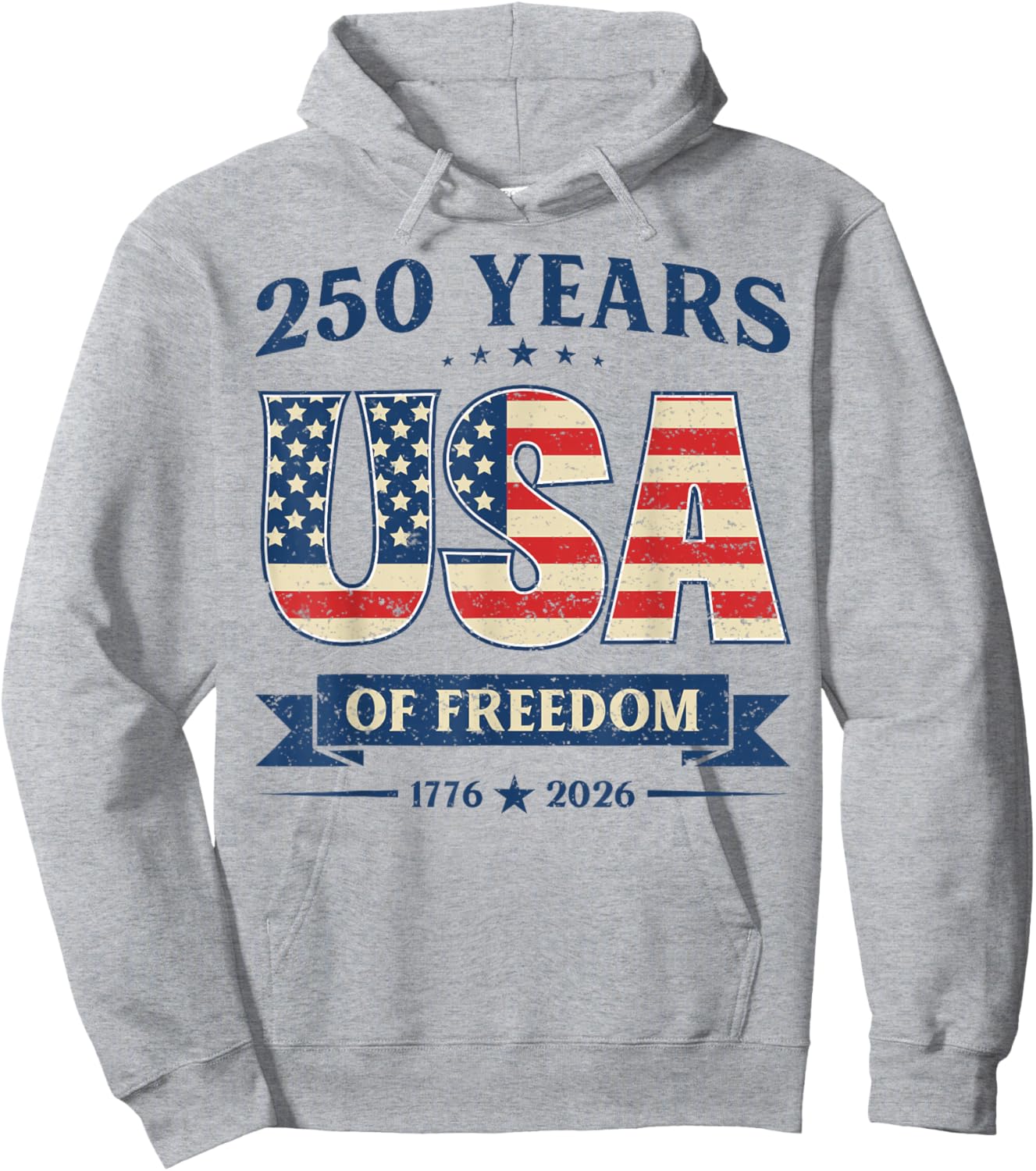 USA 250 Years of Freedom 1776 2026 America's 250th Birthday Hoodie - Hoodie | Ash