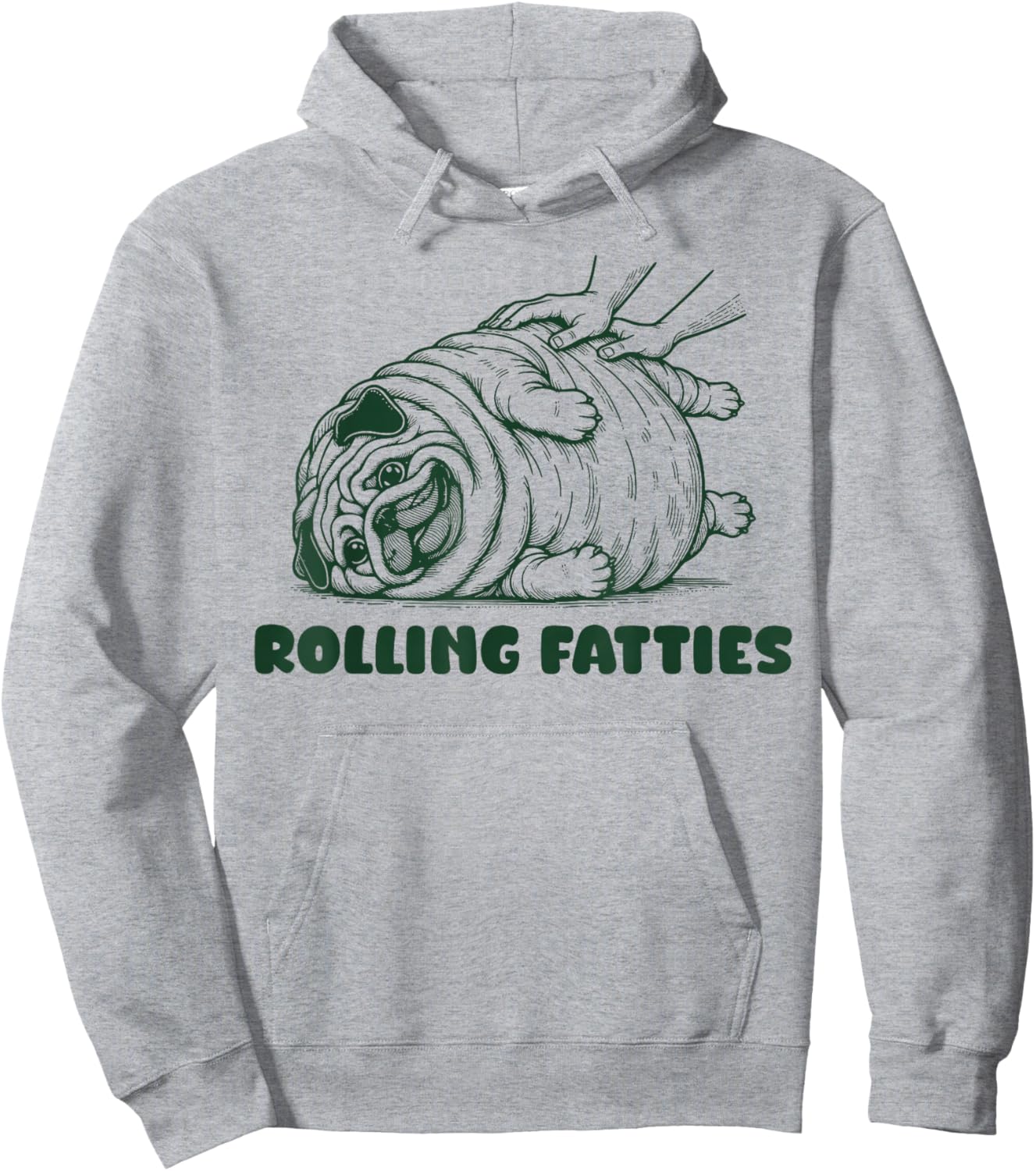 Rolling Fatties Dog Funny Pug Meme for Womes Men Pun Joke Hoodie - Hoodie | Ash
