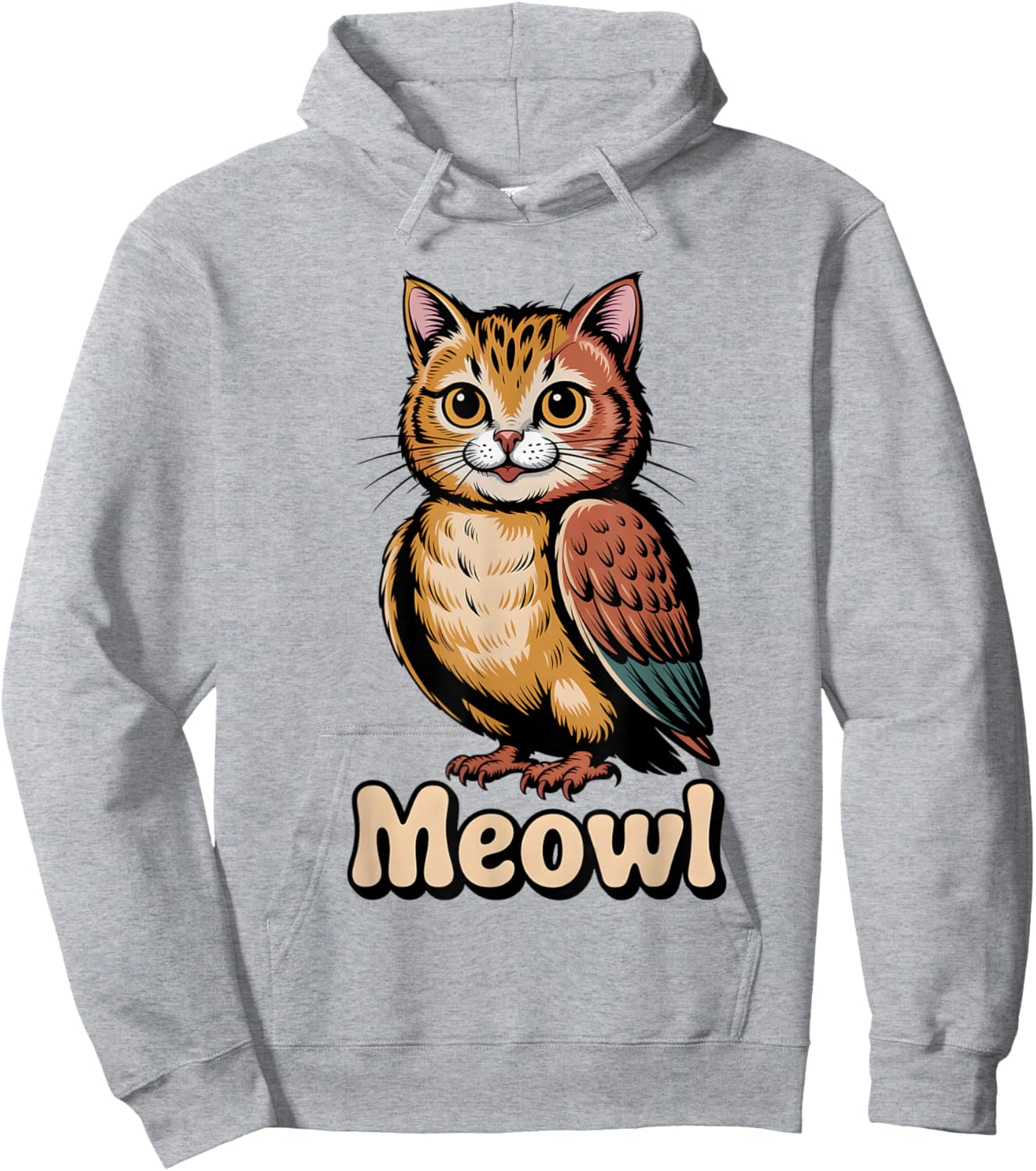 Meowl Cat Owl Hybrid Meme Gen Alpha Hoodie - Hoodie | Ash
