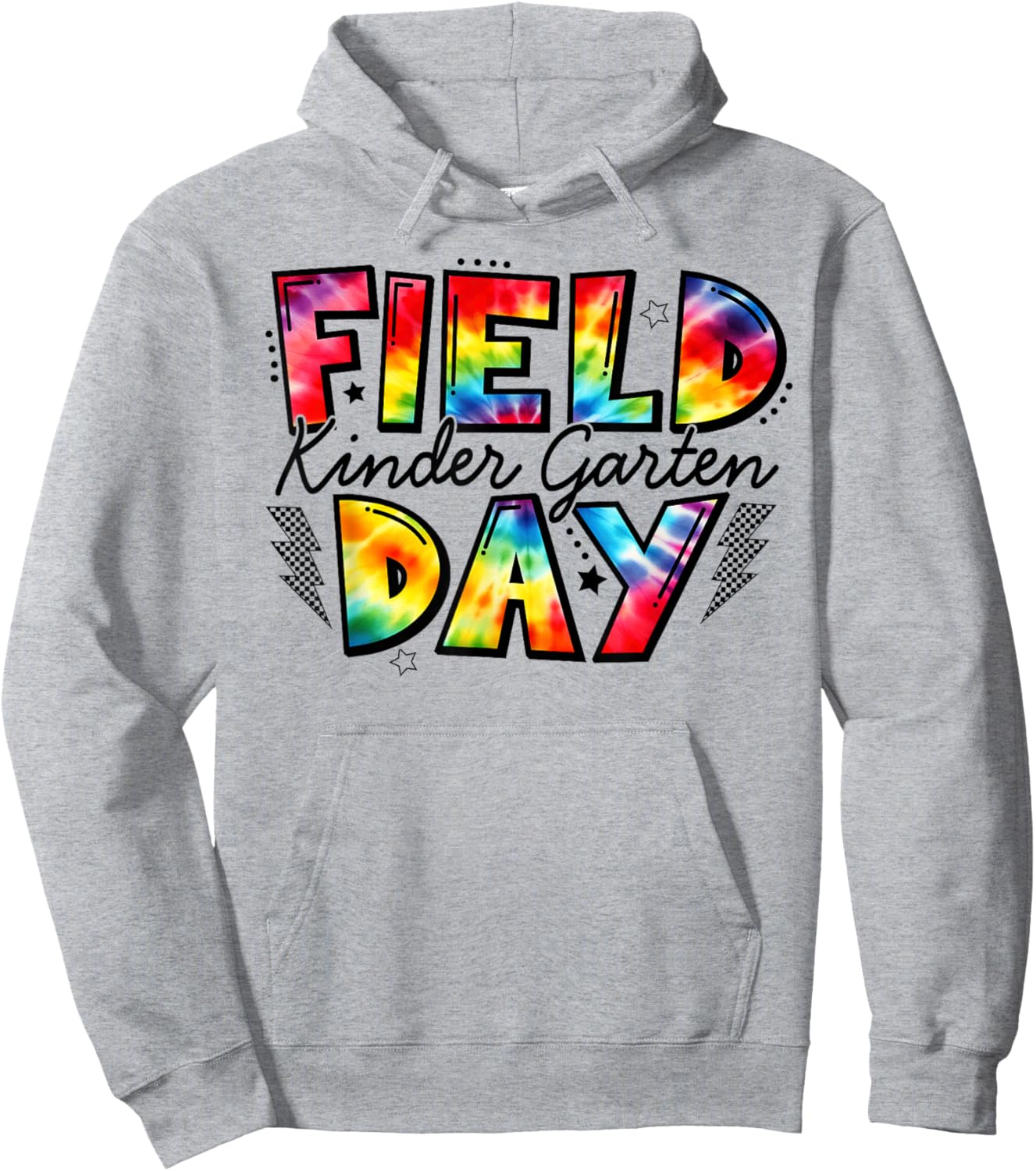 Kindergarten Field Day Fun Day Tie Dye Student Teacher Hoodie - Hoodie | Ash