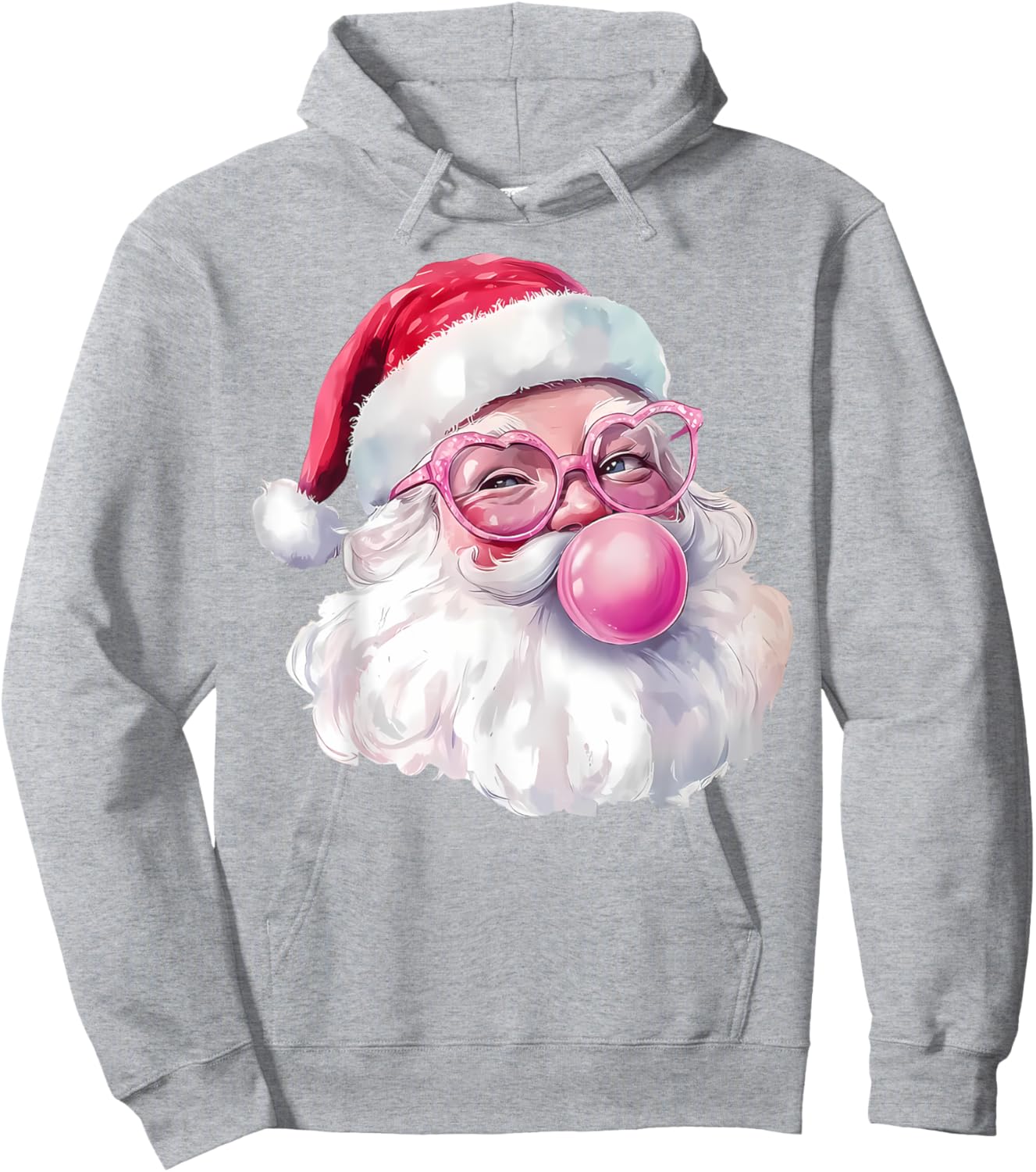 Santa Claus Blowing Bubble Gum Pink Sunglasses Christmas Hoodie - Hoodie | Ash