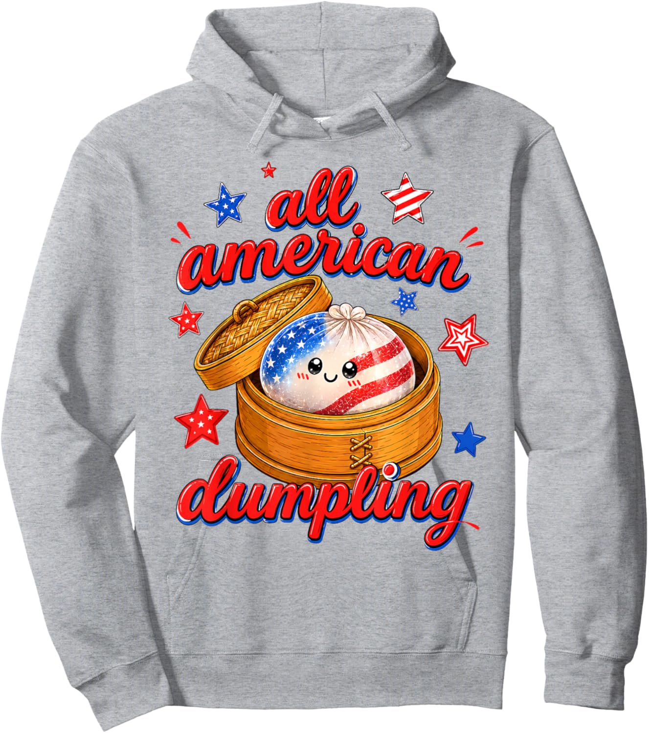 Kids Cute Striped All American Dumpling 4th of July Girls Hoodie - Hoodie | Ash
