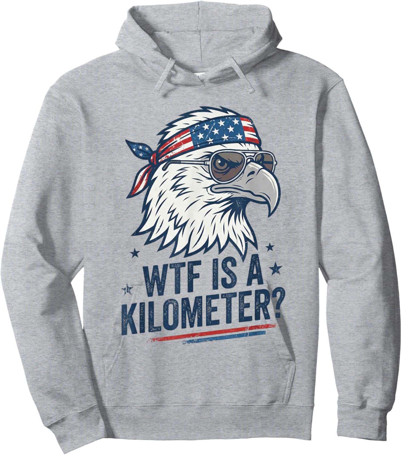 WTF is A Kilometer Patriotic Eagle Humor Funny Hoodie - Hoodie | Ash