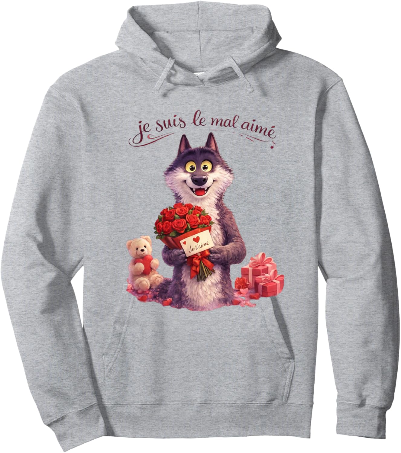 Wolf Le Mal Aimé Valentine's Day Gift Woman Man Hoodie - Hoodie | Ash