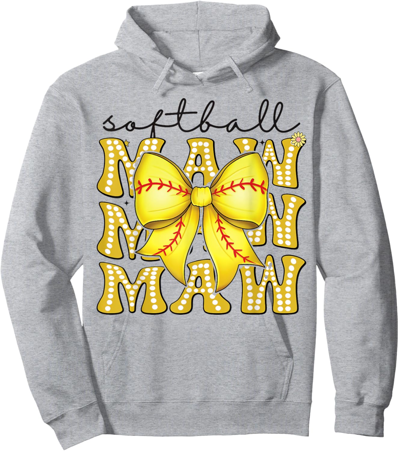 Softball Maw Retro Softball Coquette Bow Groovy Hoodie - Hoodie | Ash