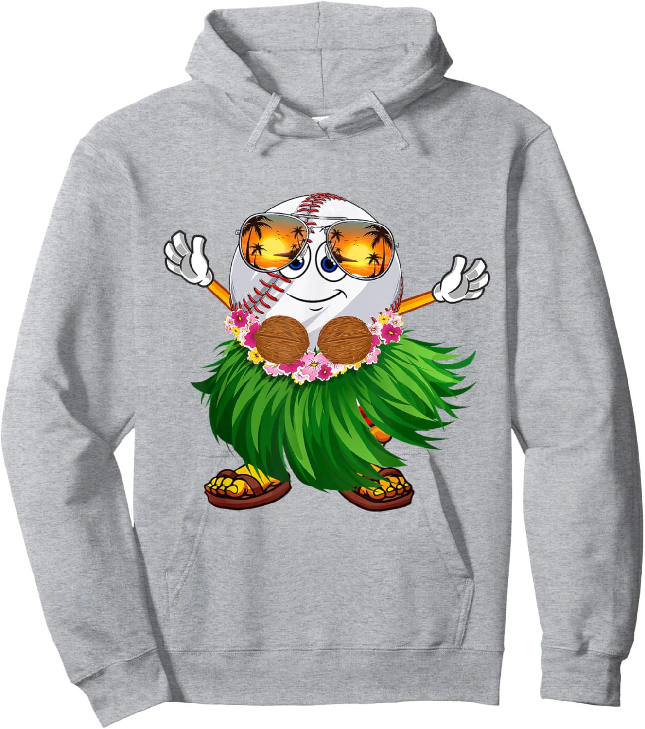 Funny Hawaii Baseball Ball Hawaiian Tropical Summer Vacation Women Kids Hoodie - Hoodie | Ash