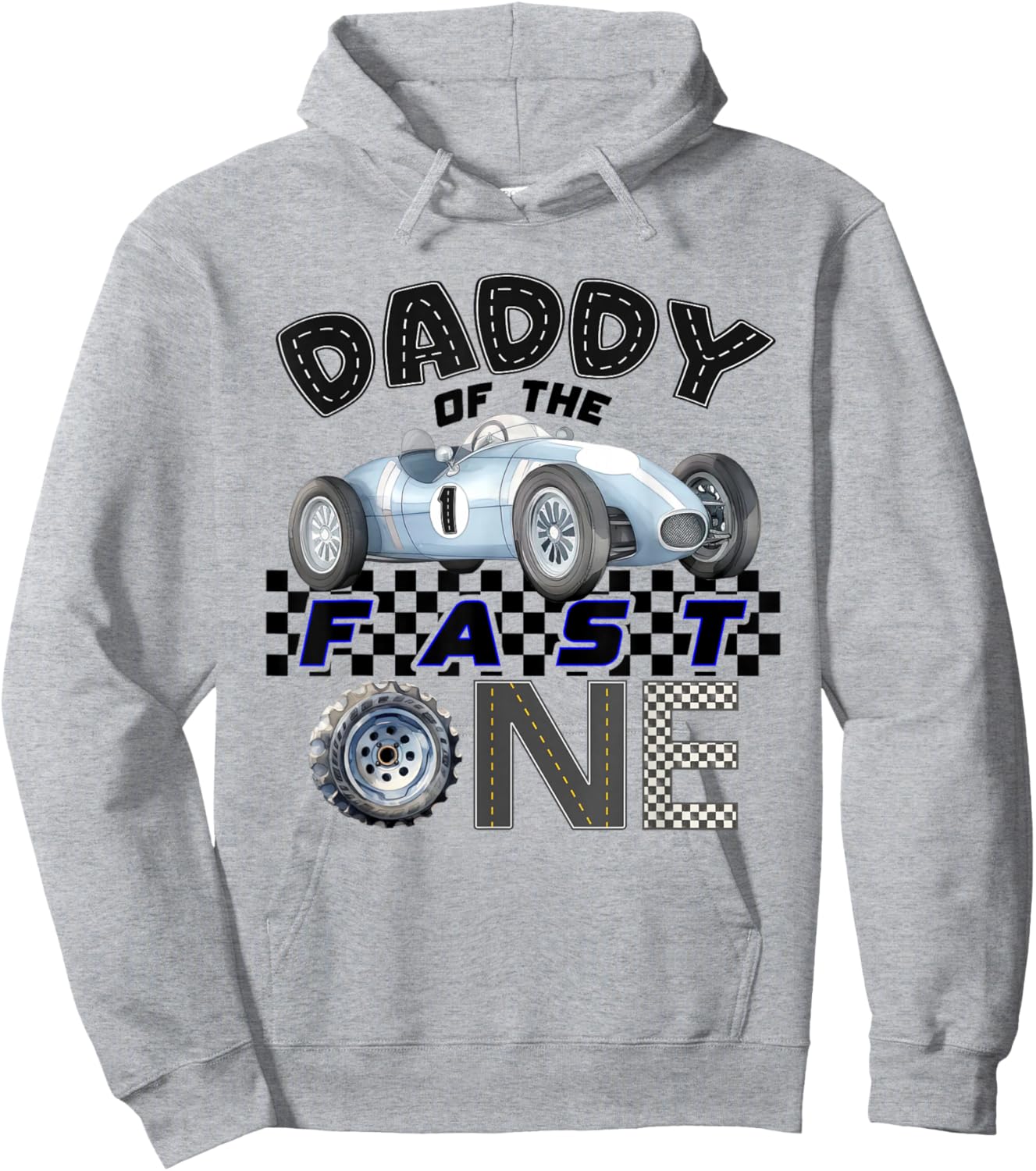 Daddy of The Fast One Birthday 1st Race Car Family Hoodie - Hoodie | Ash