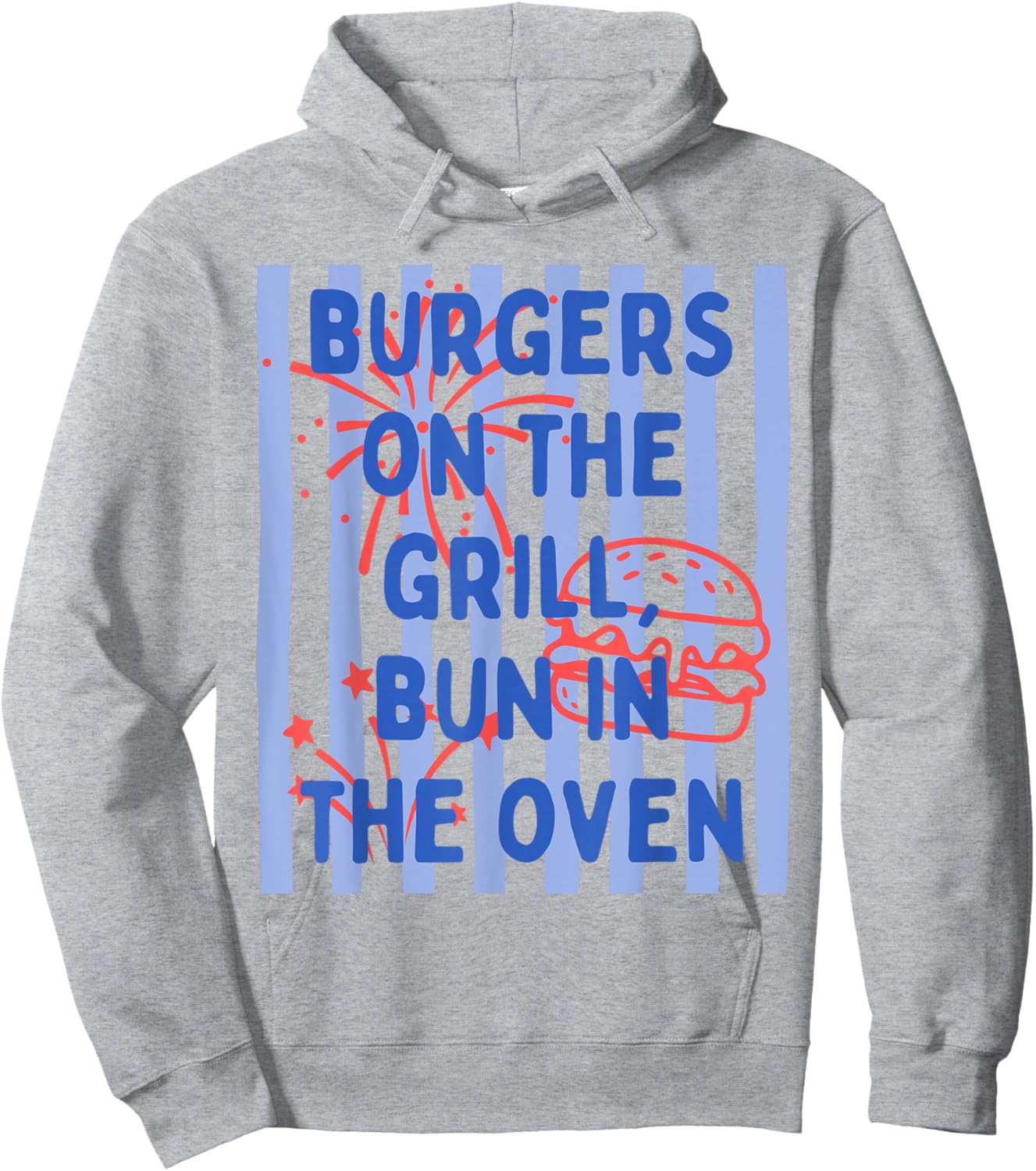 Daisy Striped Burgers On The Grill Bun in The Oven Pregnant Hoodie - Hoodie | Ash