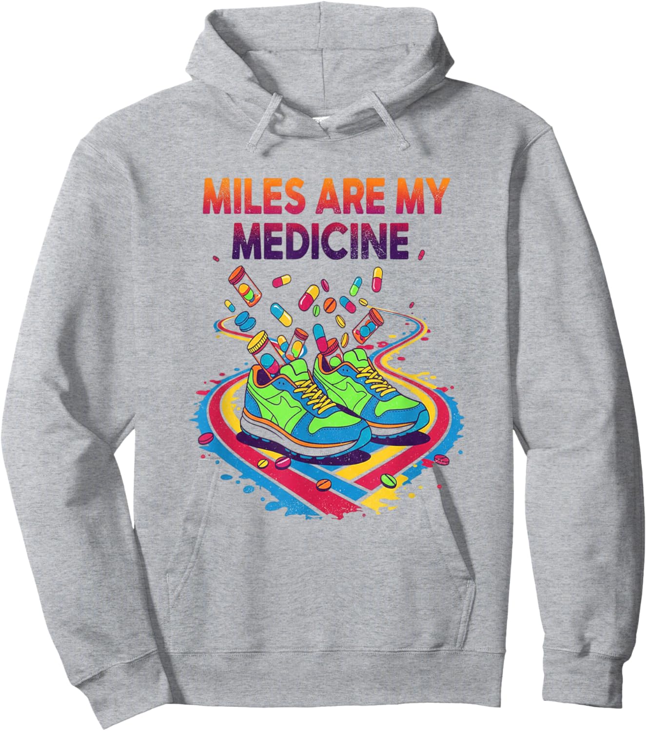 Miles are My Medicine Wellness Running Mindful Movement Hoodie - Hoodie | Ash