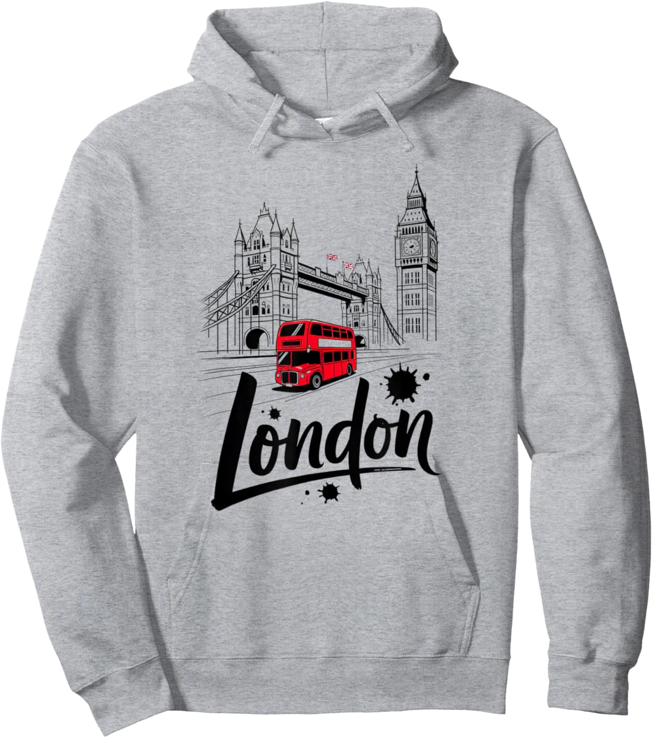 Rotes mit Motiv „London Bus Tower Bridge“, Britisches Souvenir Hoodie - Hoodie | Ash