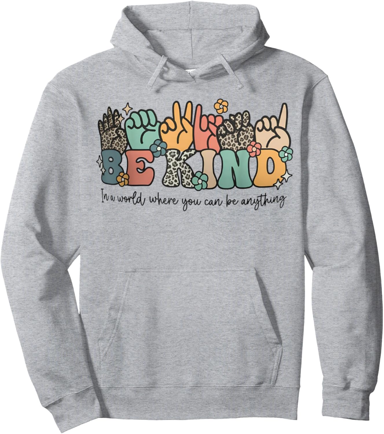 ASL Be Kind Sign Language Deaf Awareness Hoodie - Hoodie | Ash