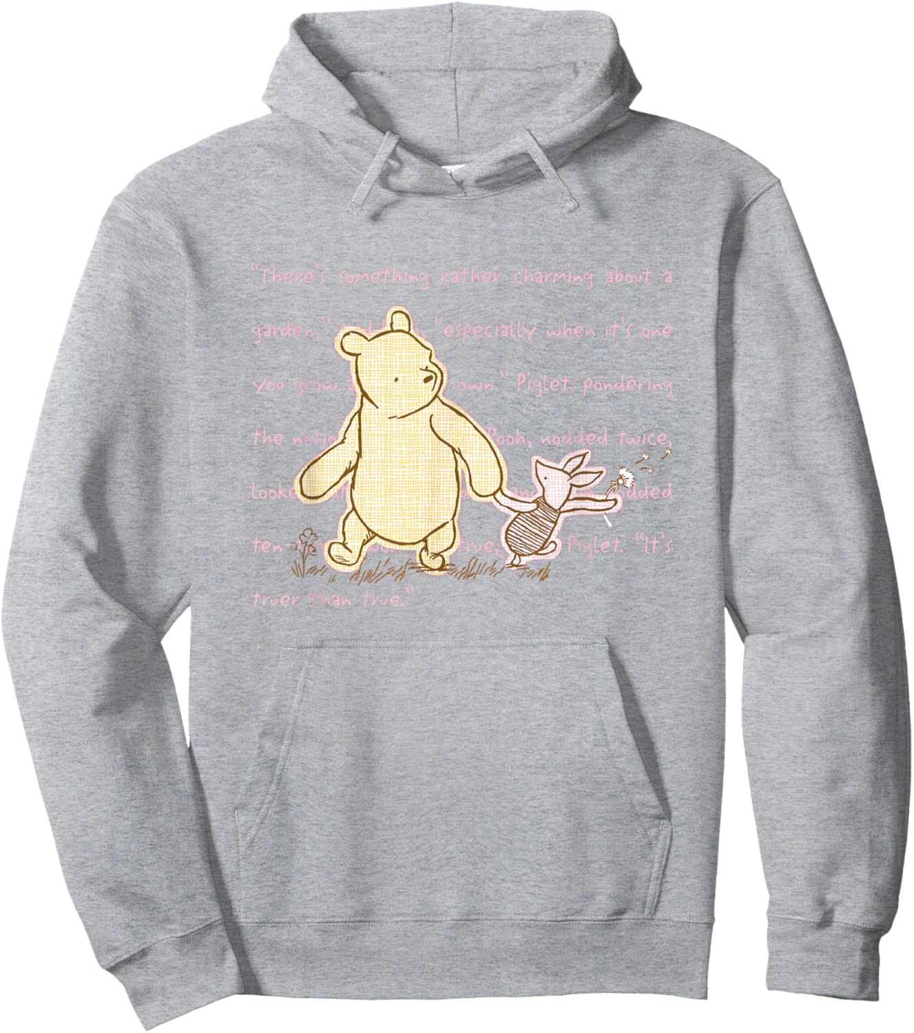 Disney Winnie The Pooh and Piglet Quote Cute Big Chest Logo Hoodie - Hoodie | Ash