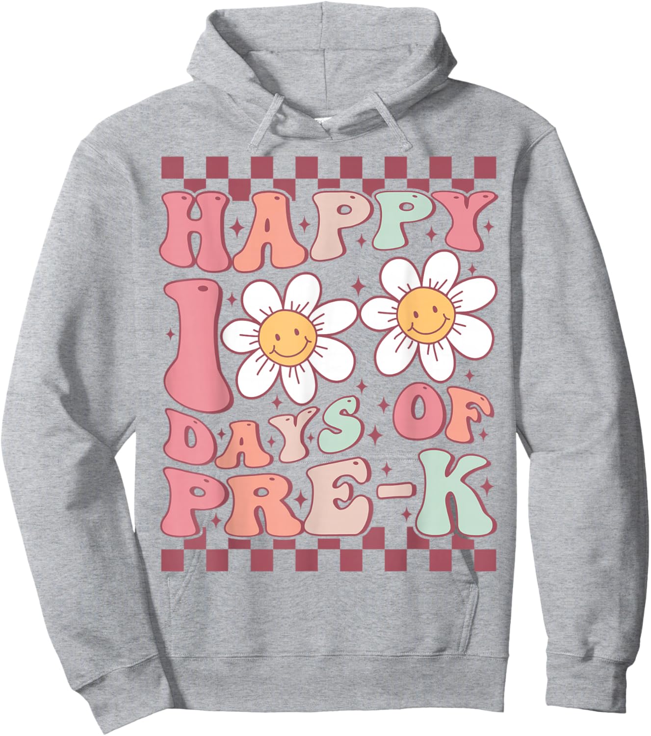 Happy 100 Days of Pre-K Cute Groovy 100th Day of Preschool Hoodie - Hoodie | Ash