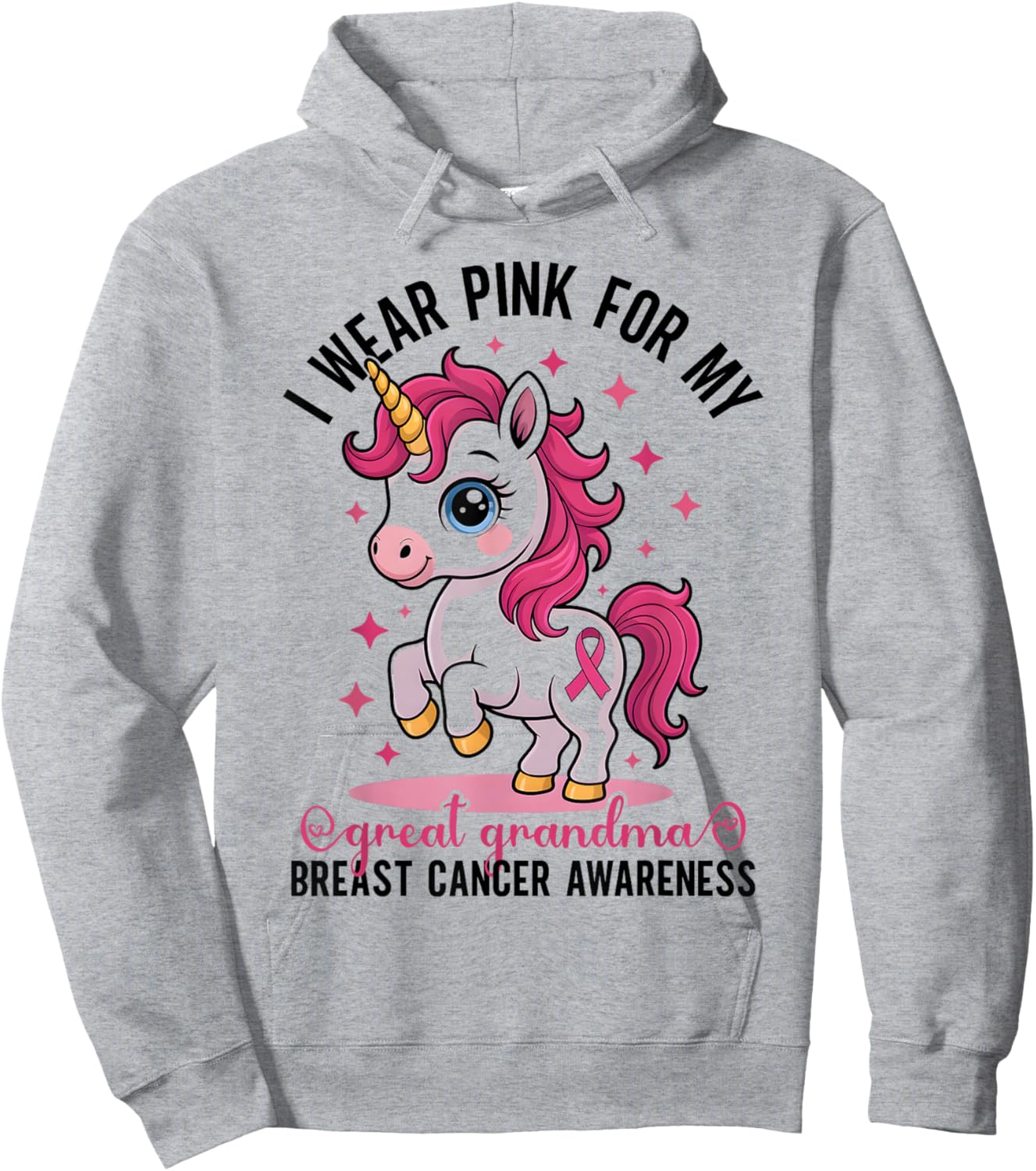 I Wear Pink for My Great Grandma Breast Cancer Awareness Hoodie - Hoodie | Ash