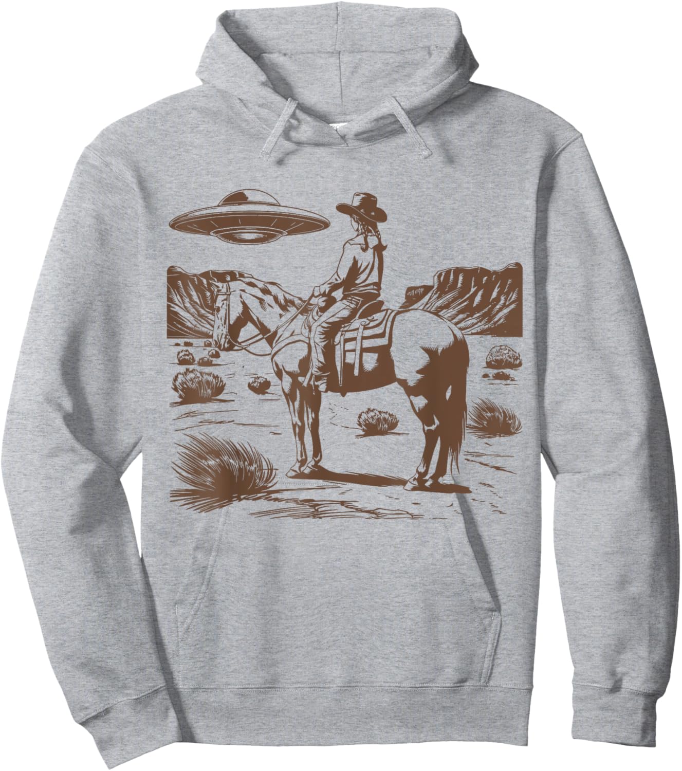 Ufo Western Alien Retro Vintage 90s Funny Rodeo Cowgirl Mom Hoodie - Hoodie | Ash