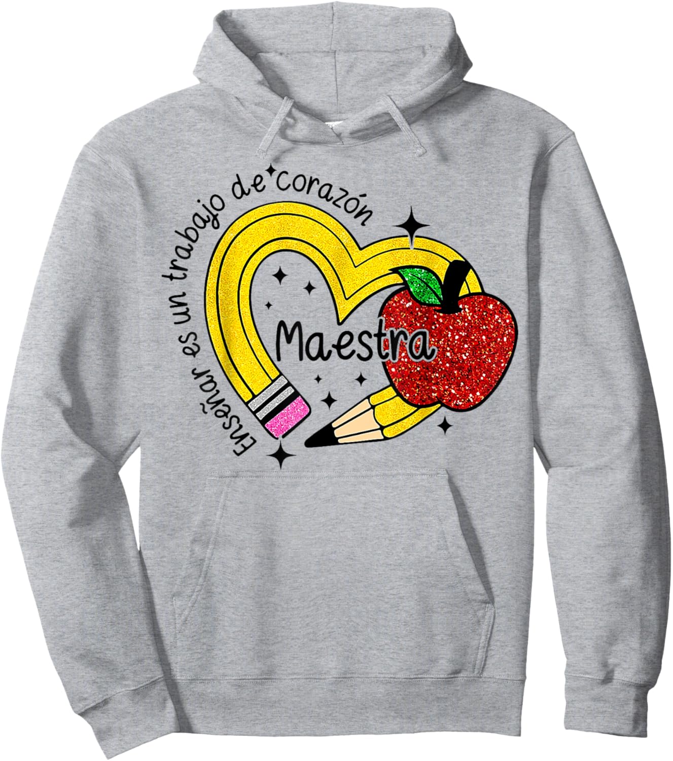 Maestra Spanish Teacher Rainbow Pencil Maestra Hoodie - Hoodie | Ash