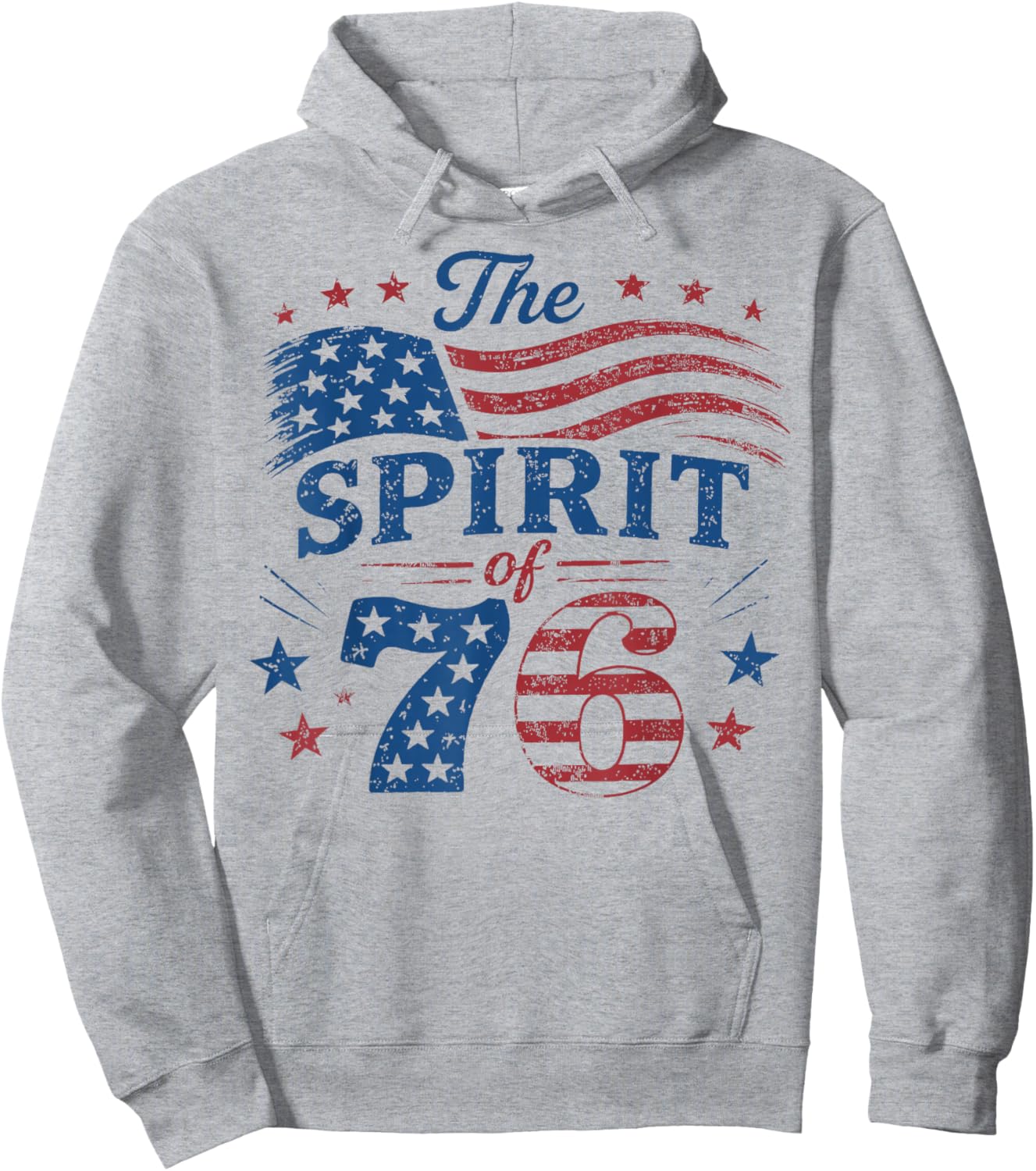 Retro Spirit of 76 250th Anniversary Patriotic American Flag Hoodie - Hoodie | Ash