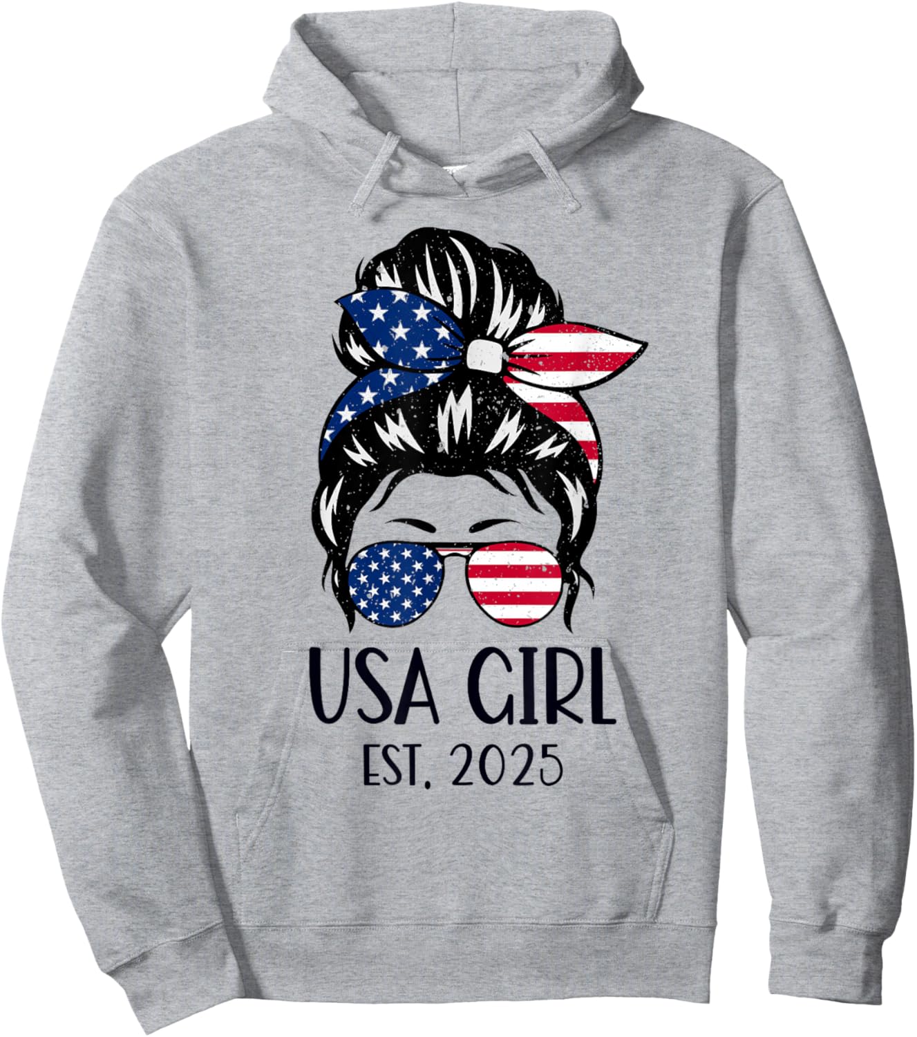 Us Citizen Est 2025 New Citizenship American USA Girl 2025 Hoodie - Hoodie | Ash